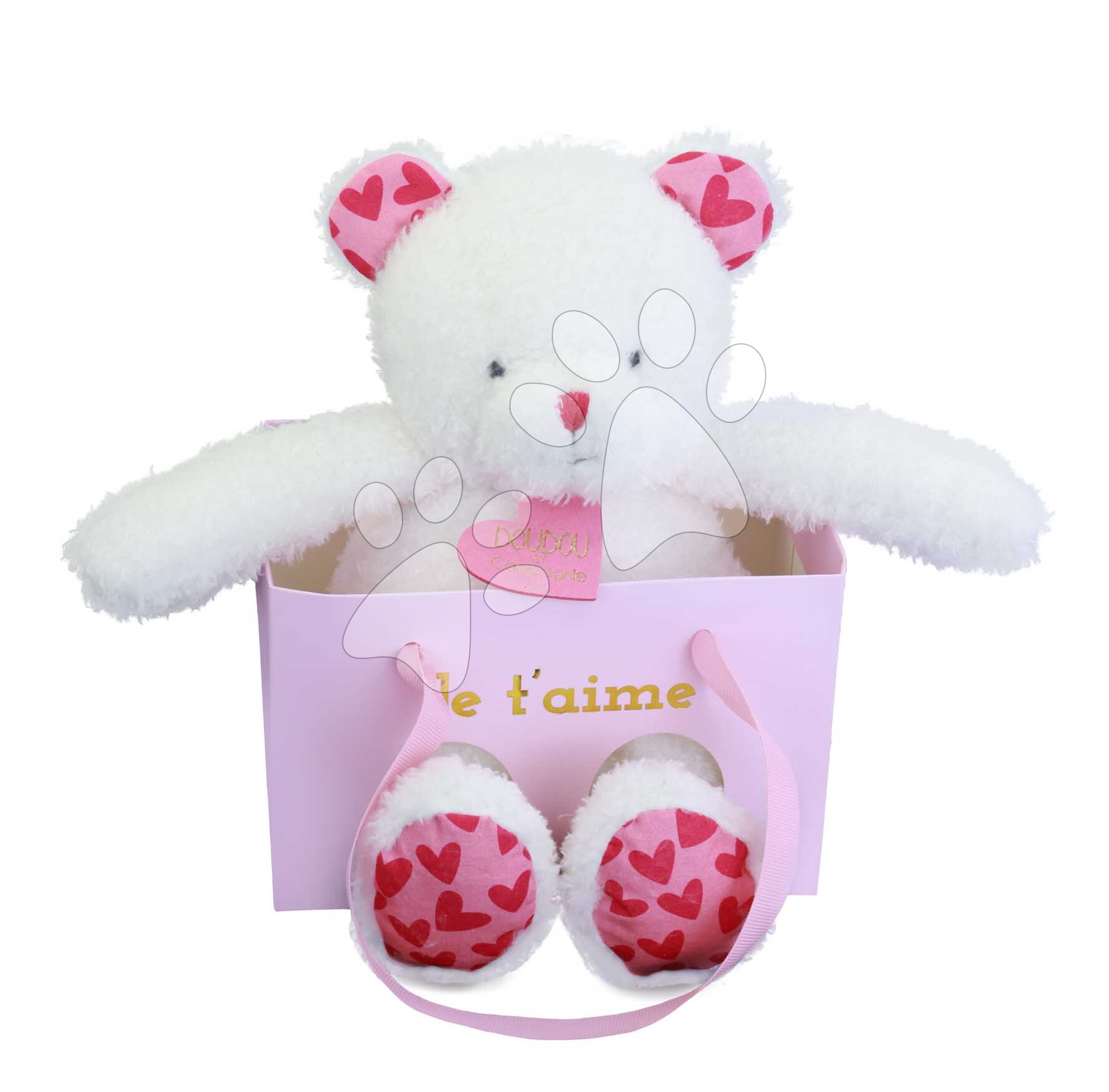 Plüss mackó Bear Je T'aime Doudou et Compagnie ajándéktáskában fehér 25 cm 0 hó-tól