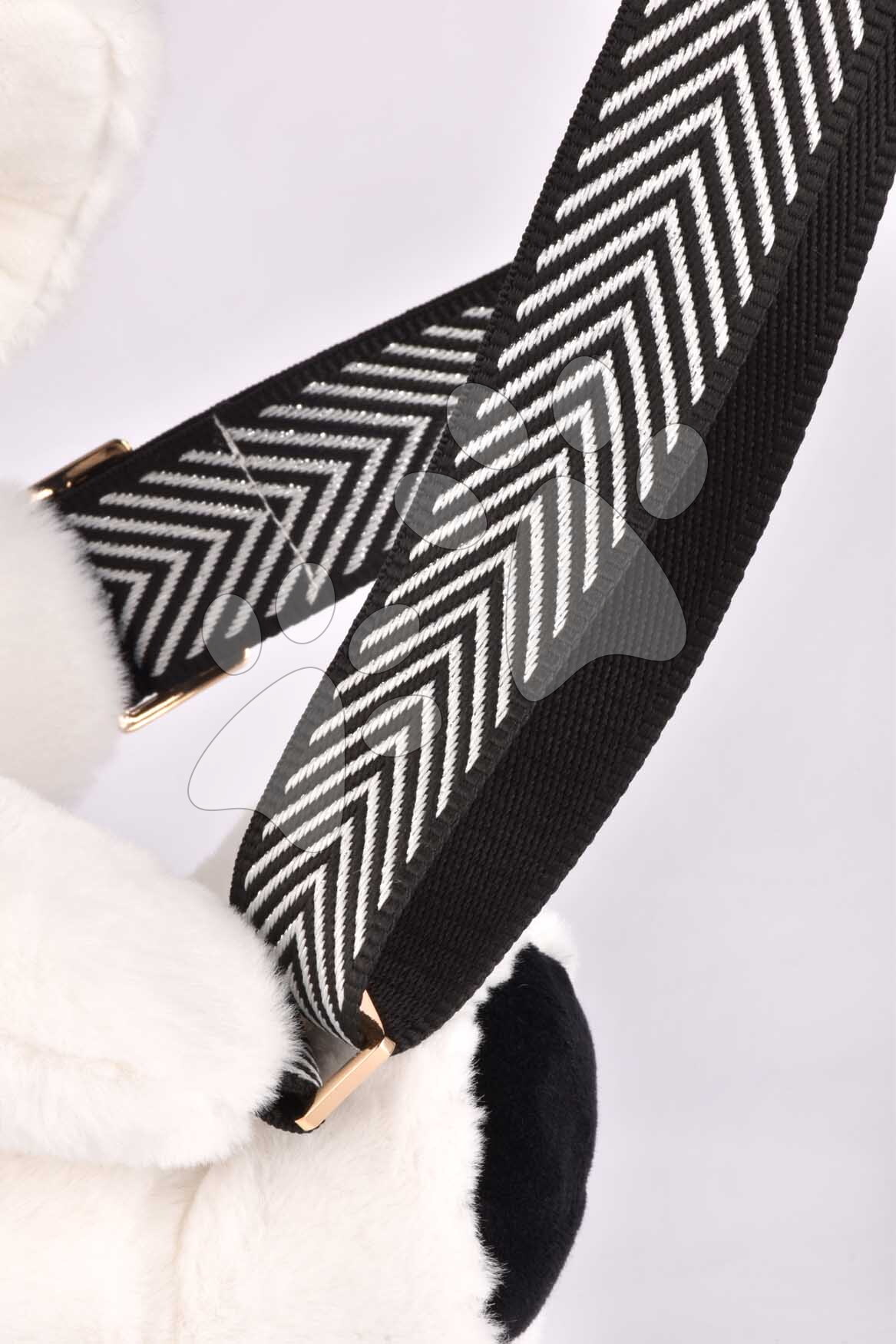 Plüss kutyus crossbody táska Bag Dog Black & White Doudou et Compagnie pánttal fekete-fehér 30 cm 24 hó-tól