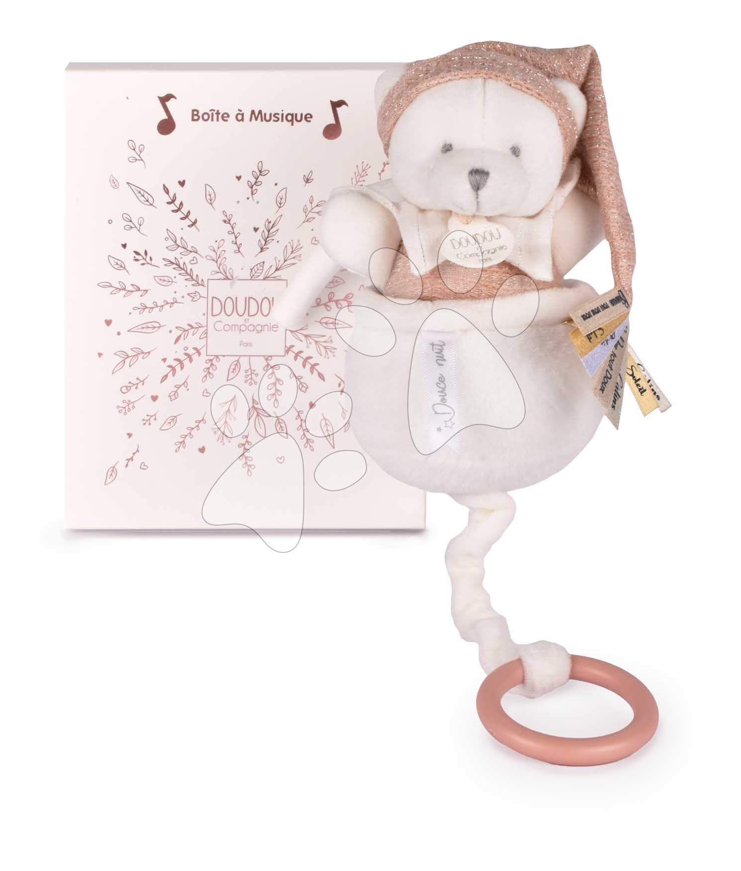 Plüss mackó dallammal Doudou 25 Years Music Box Pink Doudou et Compagnie szülinapi kiadás rózsaszín 20 cm 0 hó-tól
