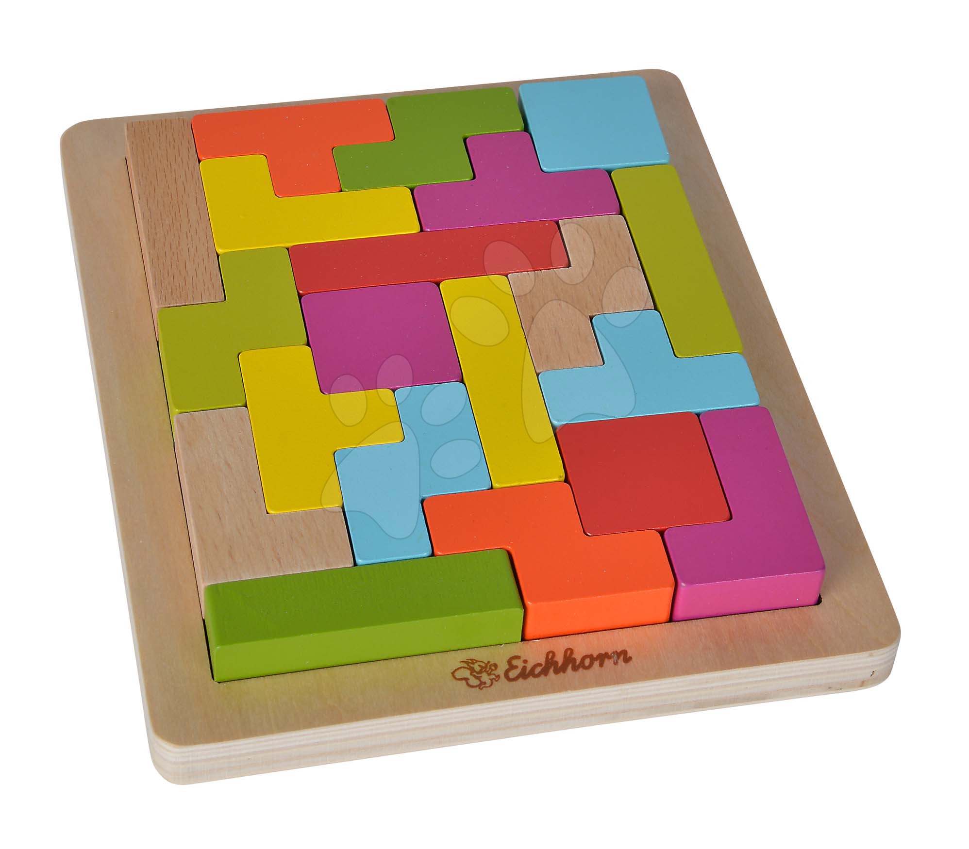 Puzzle ad incastro in legno 20 mattoncini colorati Eichhorn