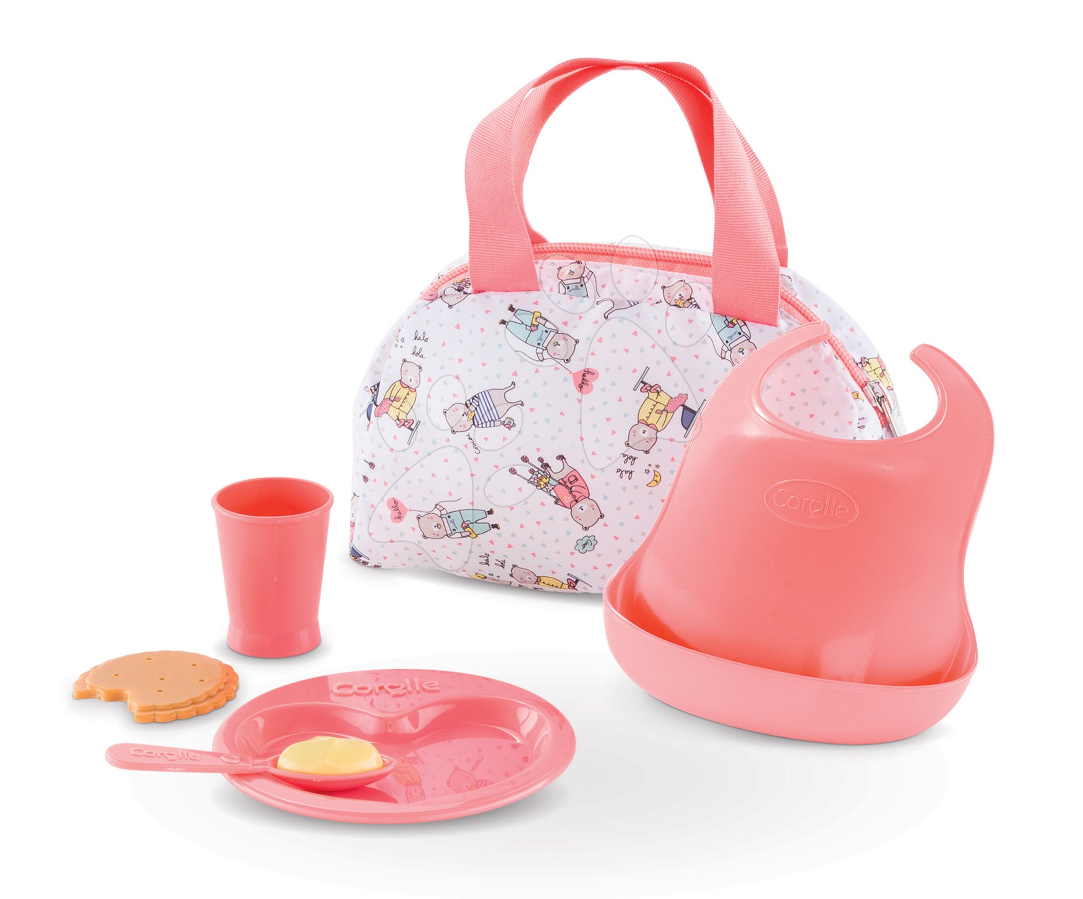 Jídelní souprava s taškou Mealtime set Mon Grand Poupon Corolle pro 36-42 cm panenku od 24 měs