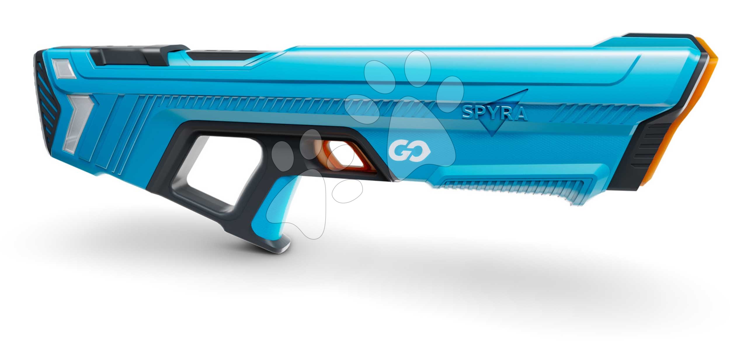 E-shop Vodná pištoľ s manuálnym nabíjaním vodou SpyraGO Blue Spyra s elektronickým indikátorom stavu batérie a dostrelom 8 metrov modrá od 8 rokov