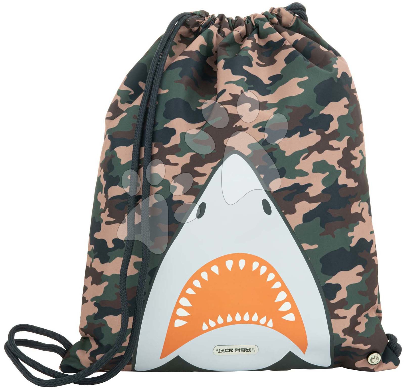 E-shop Školský vak na telocvik a prezúvky Gym Bag Camo Shark Jack Piers ergonomický luxusné prevedenie od 2 rokov 36*44 cm