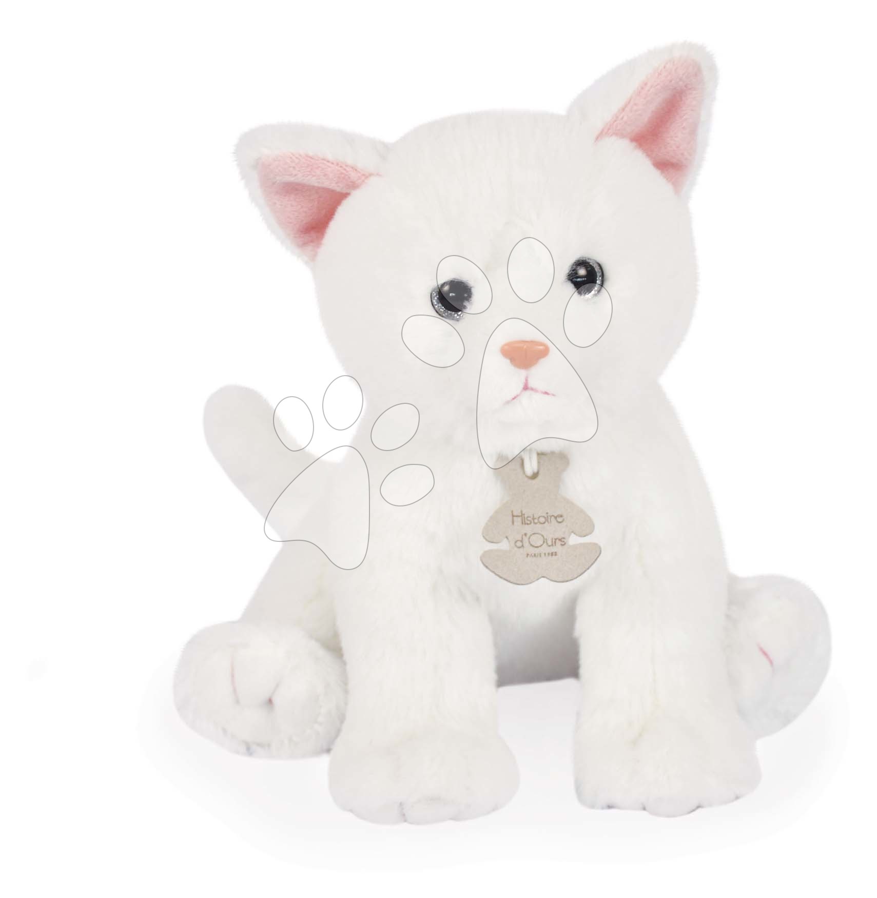 Plyšová mačička Baby Cat White Histoire d’ Ours biela 18 cm v darčekovom balení od 0 mes