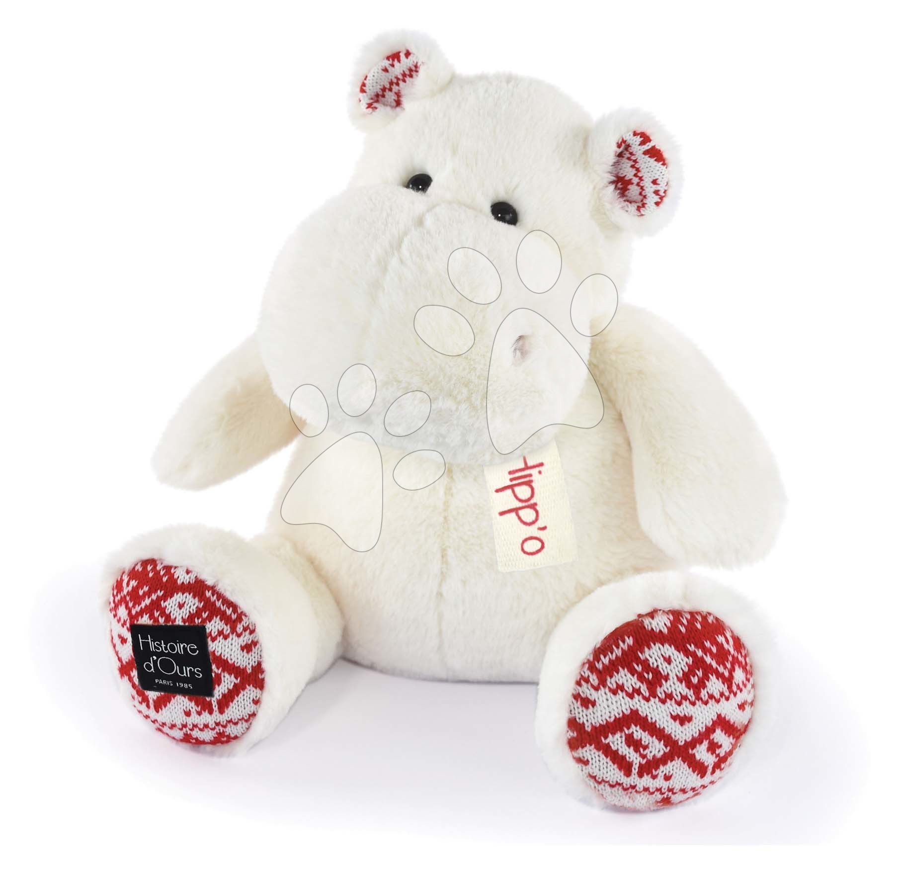 Plyšový hroch Christmas White Hippo Cocooning Histoire d’ Ours bílý 40 cm od 0 měsíců