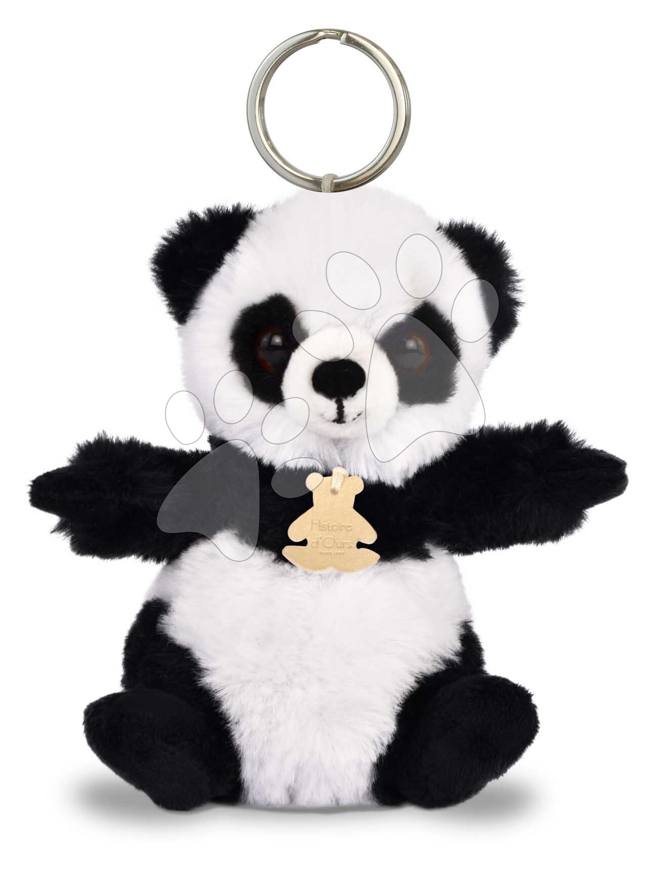 Plyšová kľúčenka panda The Soft Stretch Panda Key Ring Histoire d’ Ours čierno-biela 12 cm od 18 mes