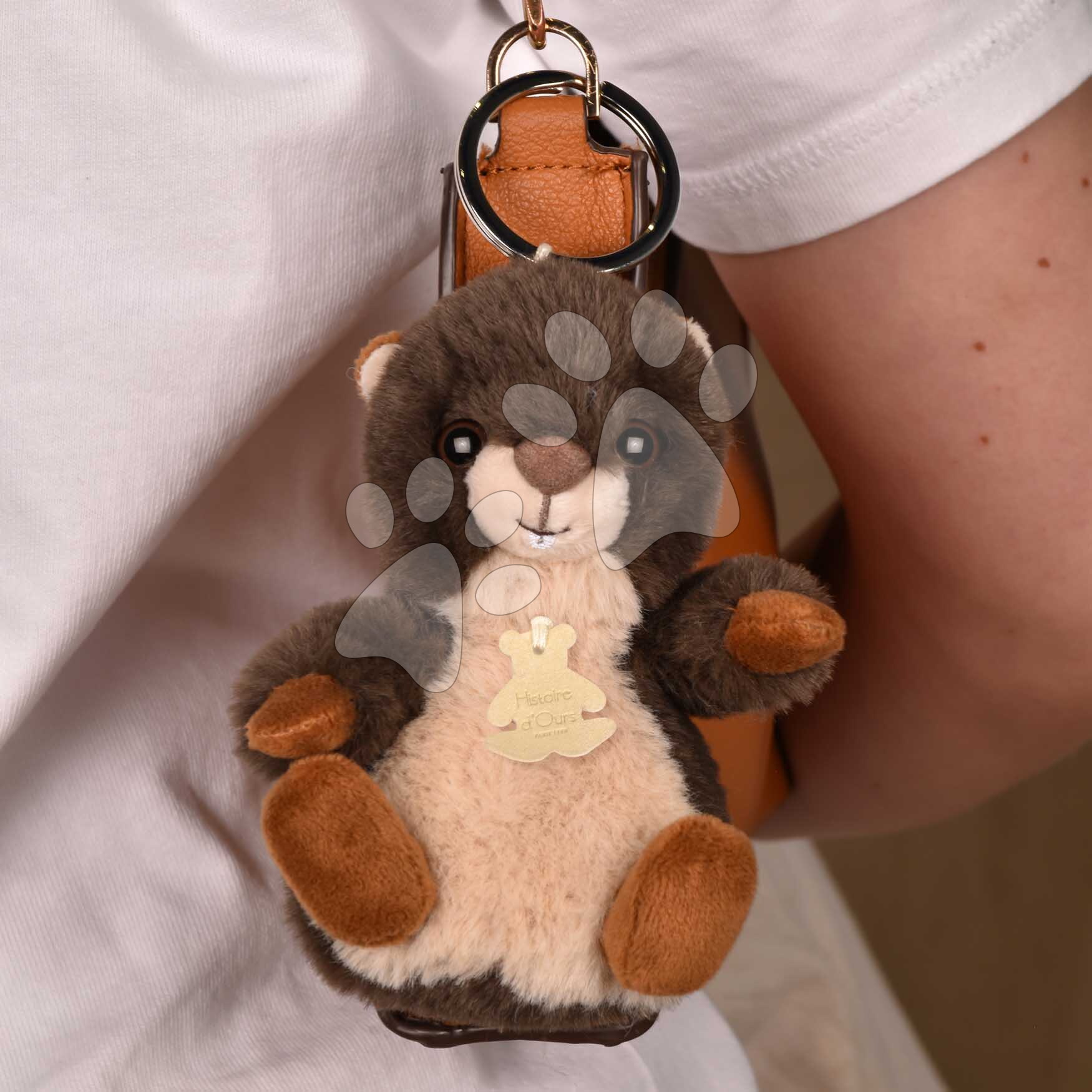 Plüss kulcstartó mormota The Soft Stretch Marmot Key Ring Histoire d’ Ours barna 12 cm 18 hó-tól