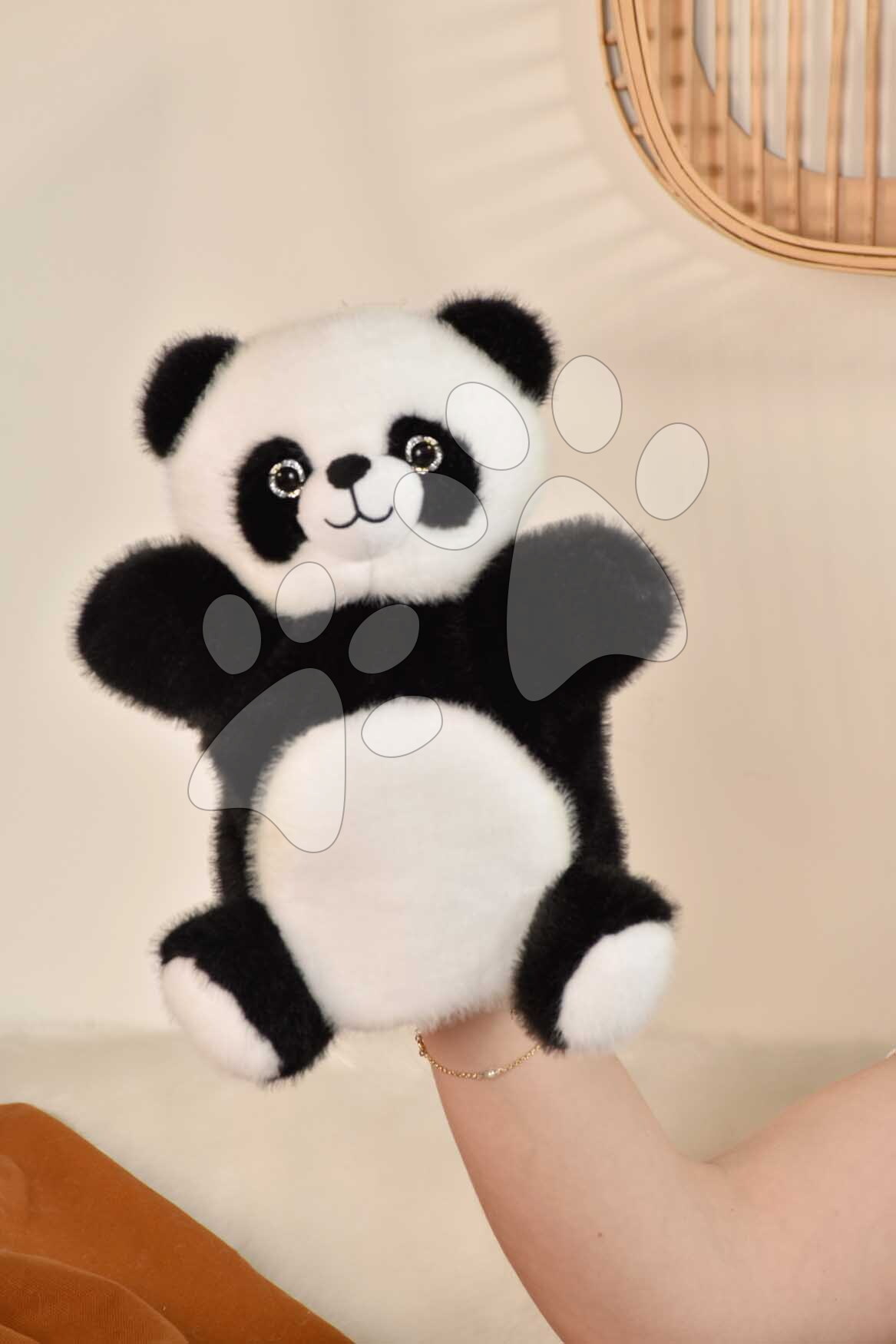 Plüss panda kesztyűbáb The Glue Pots Panda Puppet Histoire d’ Ours fekete-feher 24 cm 0 hó-tól