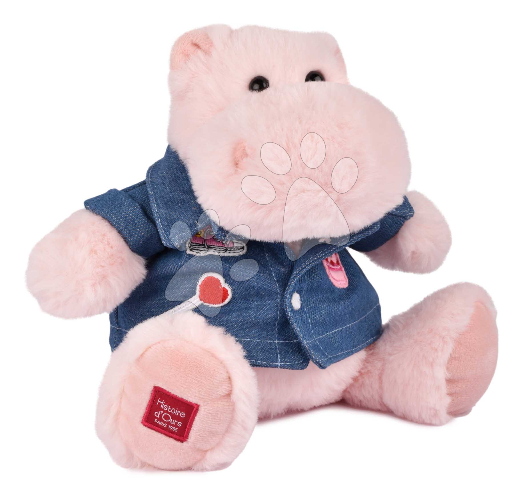 Plüss víziló farmer ingben Pink Mallow Hippo Histoire d’ Ours rózsaszín 20 cm 0 hó-tól