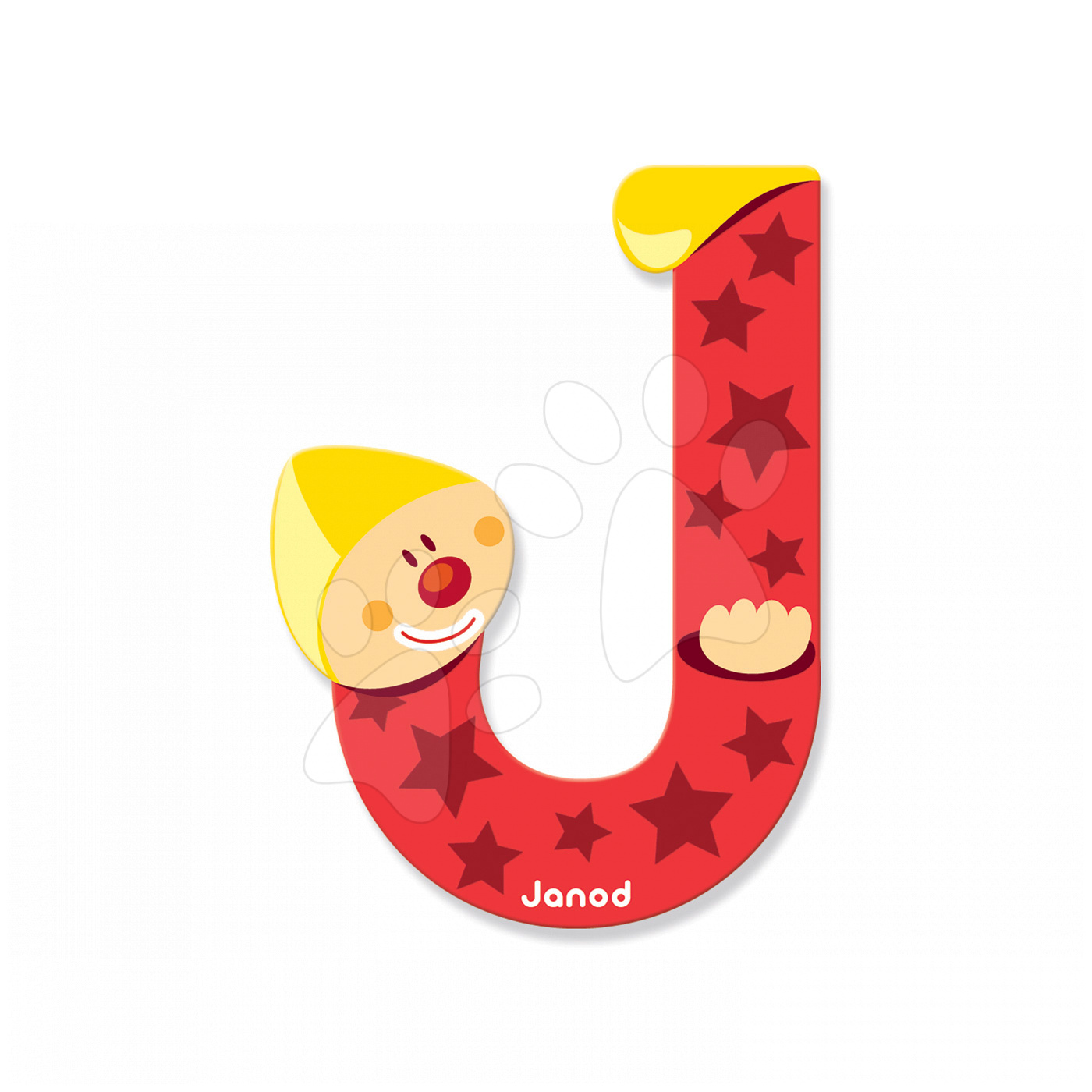 E-shop Janod drevené lepiace písmeno Clown Letter J 04551 červené