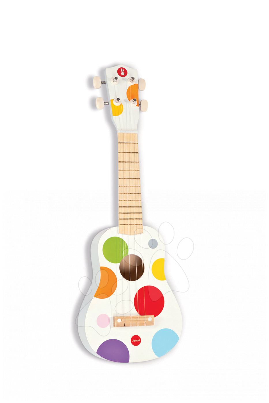 Dětské hudební nástroje - Dřevěné ukulele Confetti Ukulele Janod s realistickým zvukem