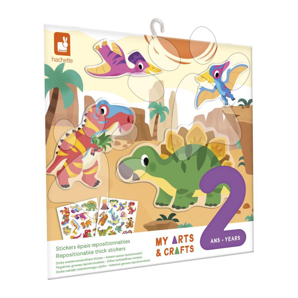 Maxi kreatívna sada Prelepovateľné samolepky Dinosaury Repositionable Thick Stickers My Arts & Crafts Atelier Janod 30 nálepiek od 24 mes J09158