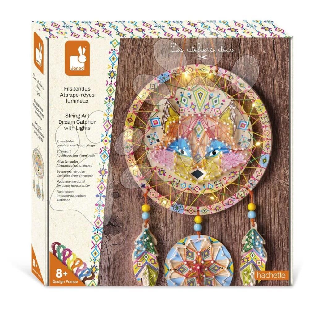 Maxi Kreatívna sada Lapač slnka so svetielkami String Art Dream Catcher with Lights Atelier Janod 300 klinčekov od 8 rokov J09161