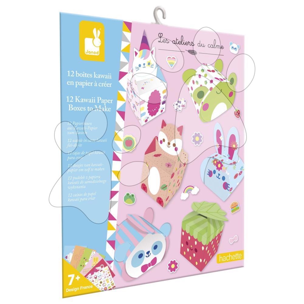 Mini kreatívna sada Origami Kawaii Paper Boxes Atelie Janod papierové krabičky 12 kusov od 7 rokov J09164