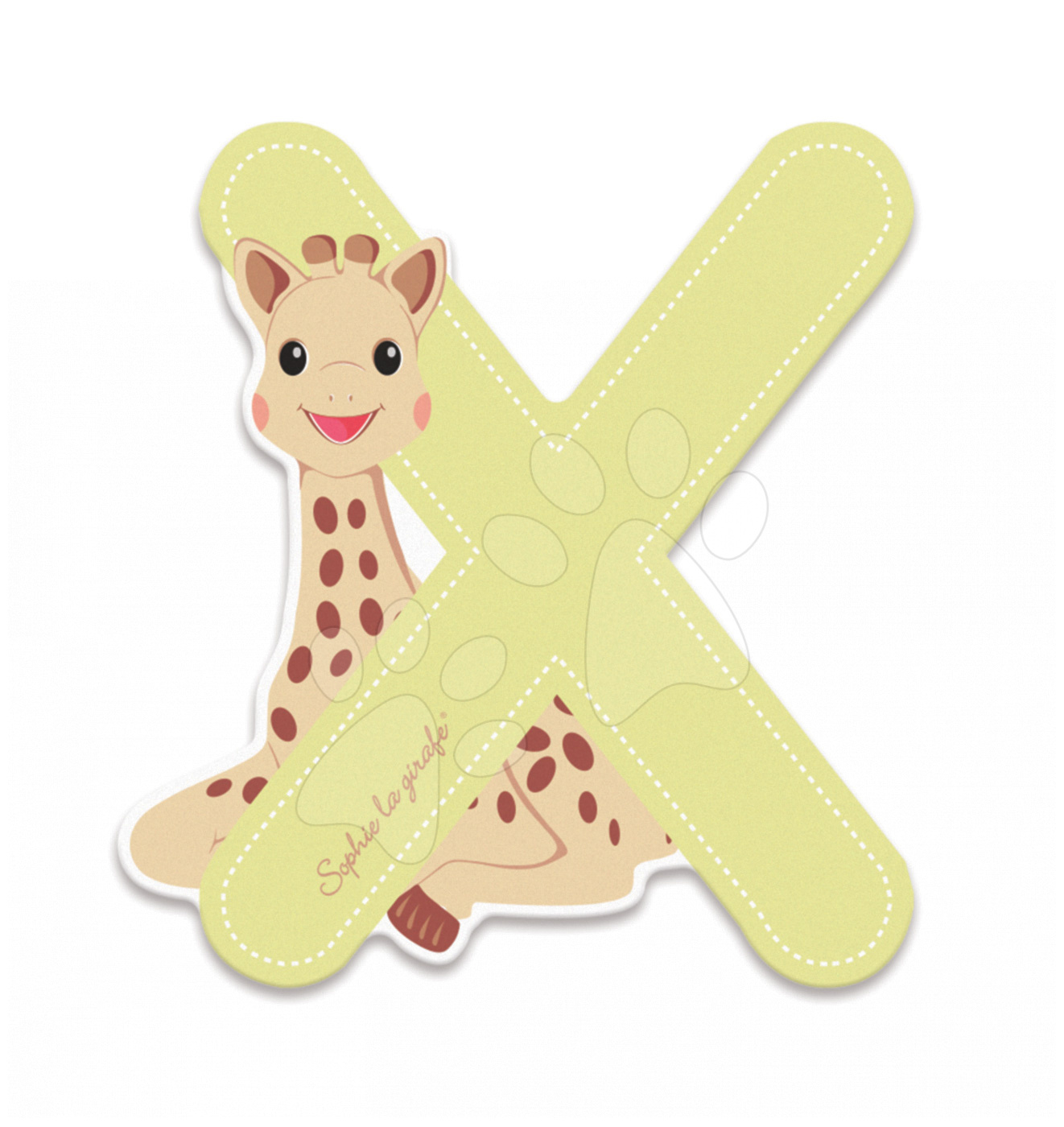 Dekorácie do detských izieb - Drevené písmeno X Sophie The Giraffe Janod lepiace 7 cm béžové od 3 rokov