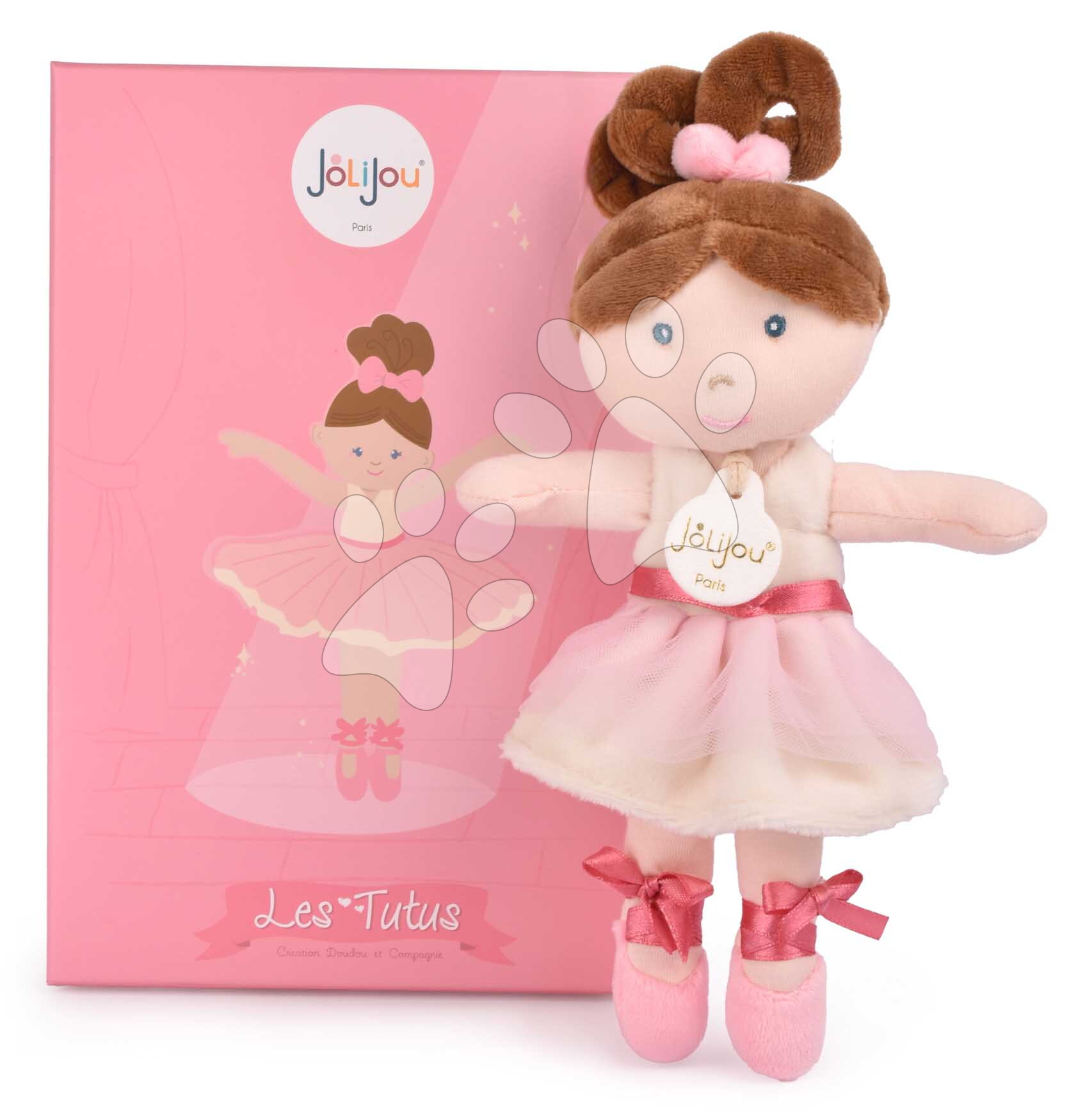 Rongybaba balerina My Ballerina Doll White Jolijou 20 cm rózsaszín szoknyában puha textilből 12 hó-tól