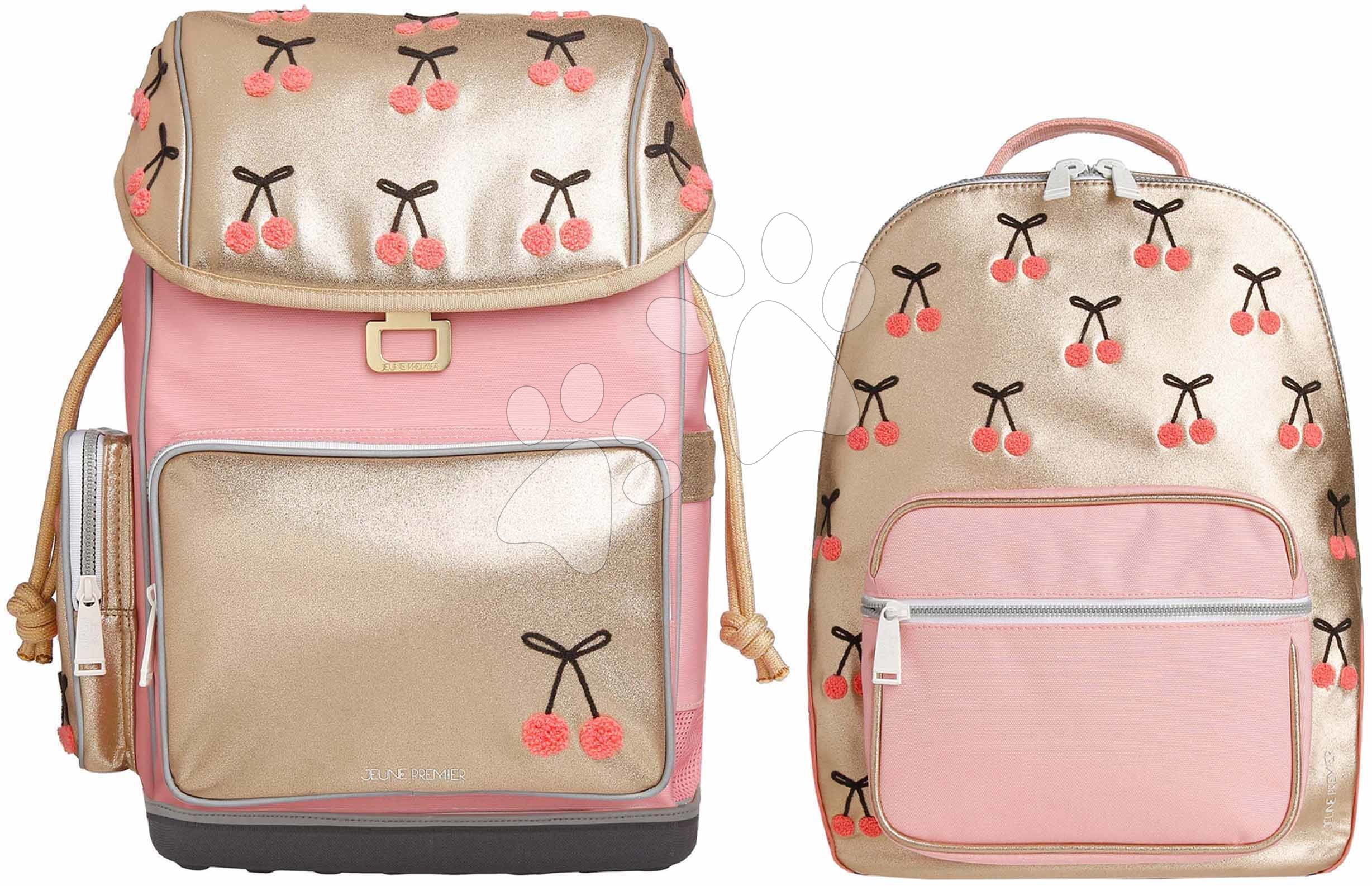 Set školský batoh veľký Ergomaxx Cherry Pompon a školská taška batoh Bobbie Jeune Premier ergonomický luxusné prevedenie