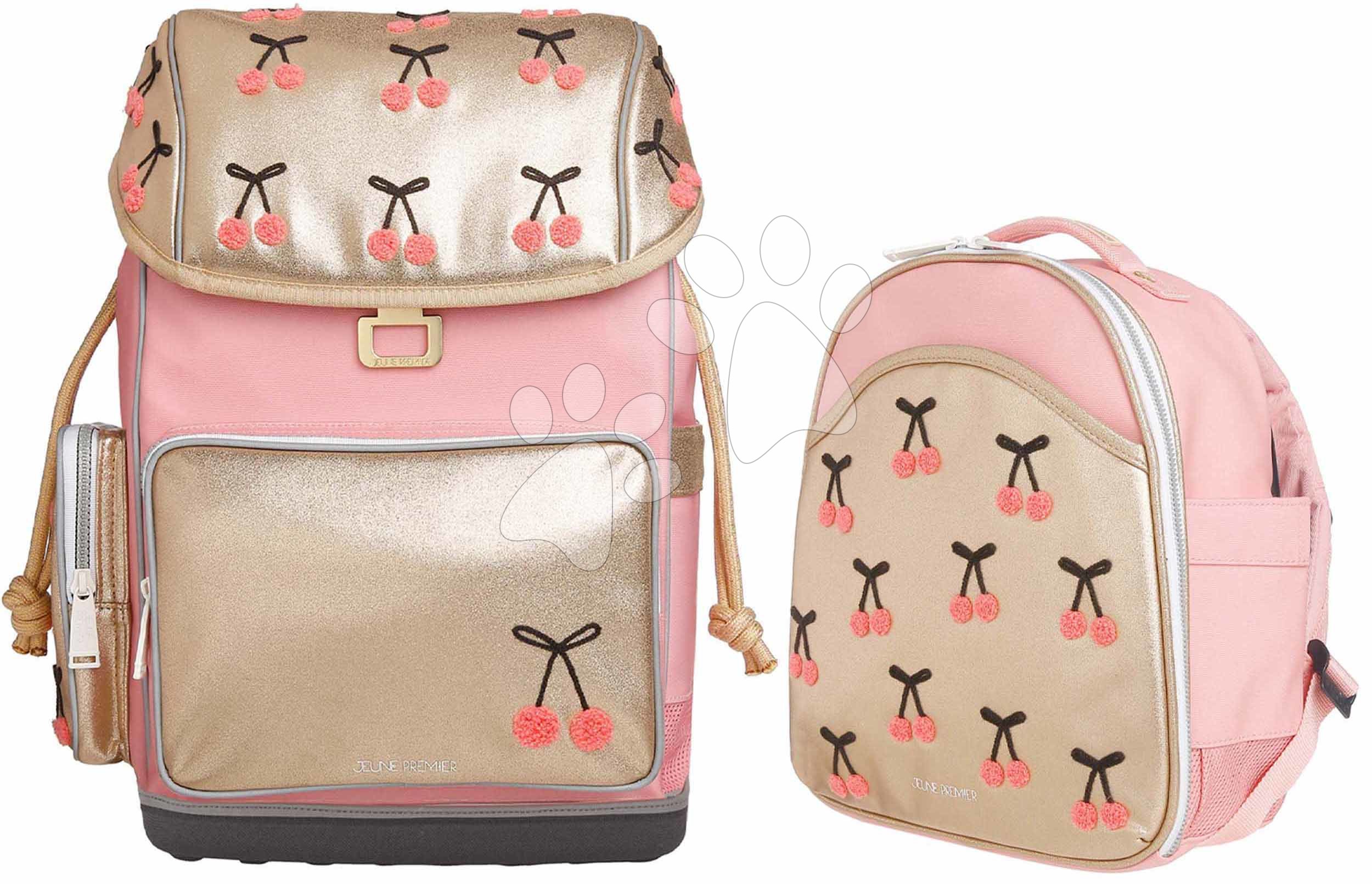 Set školský batoh veľký Ergomaxx Cherry Pompon a školská taška batoh Ralphie Jeune Premier ergonomický luxusné prevedenie