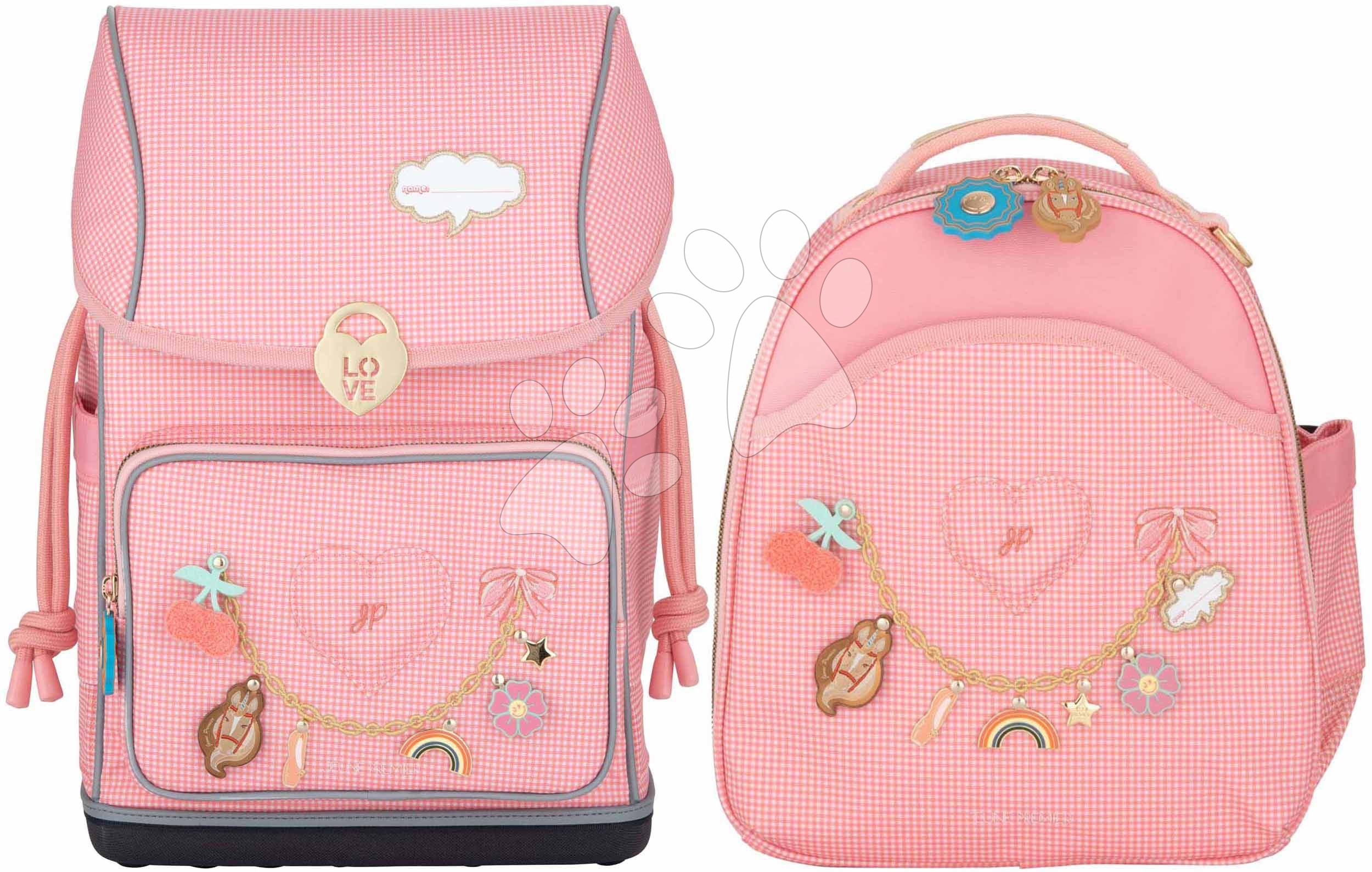 Set školský batoh veľký Ergomaxx Vichy Love Pink a školská taška batoh Ralphie Jeune Premier ergonomický luxusné prevedenie