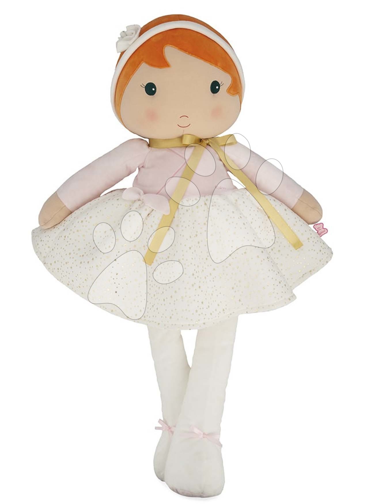 Rongybaba kisbabáknak Valentine Doll Tendresse Kaloo 80 cm fehér ruhácskában puha textilből 0 hó-tól