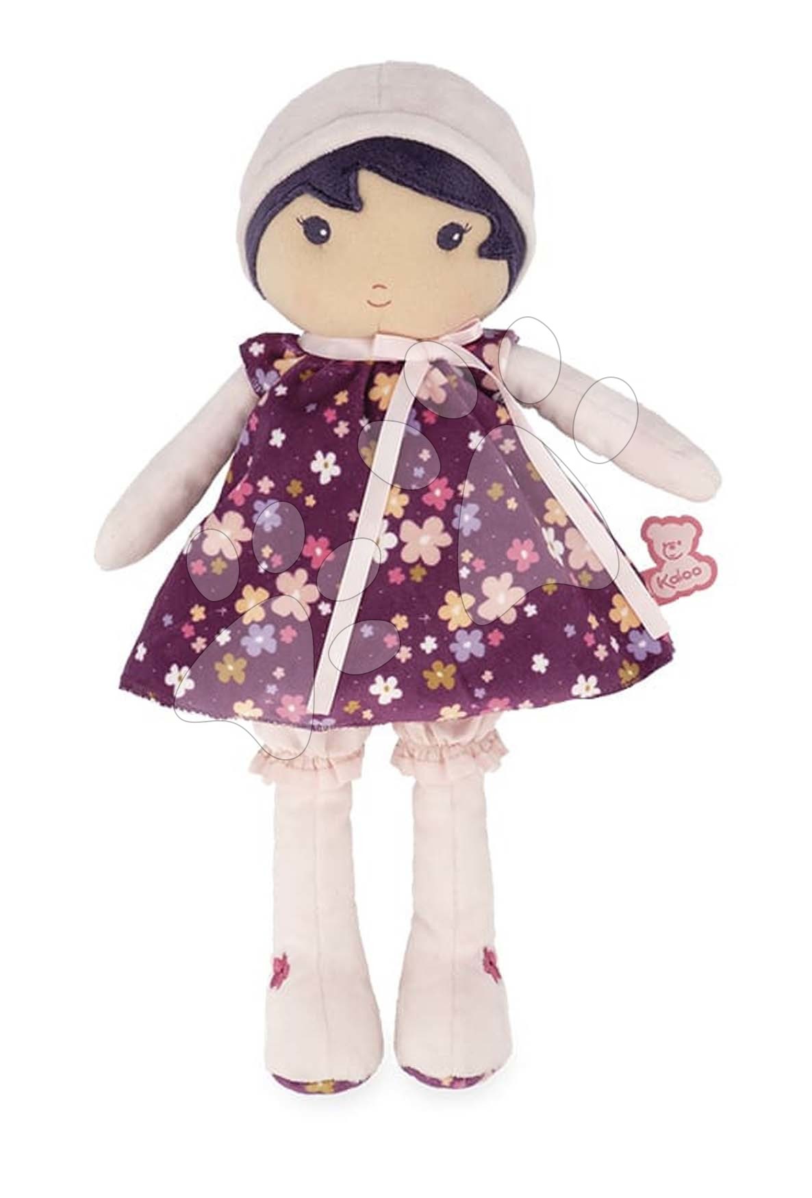 Rongybaba kisbabáknak Violette Doll Tendresse Kaloo 32 cm lila ruhácskában puha textilből 0 hó-tól