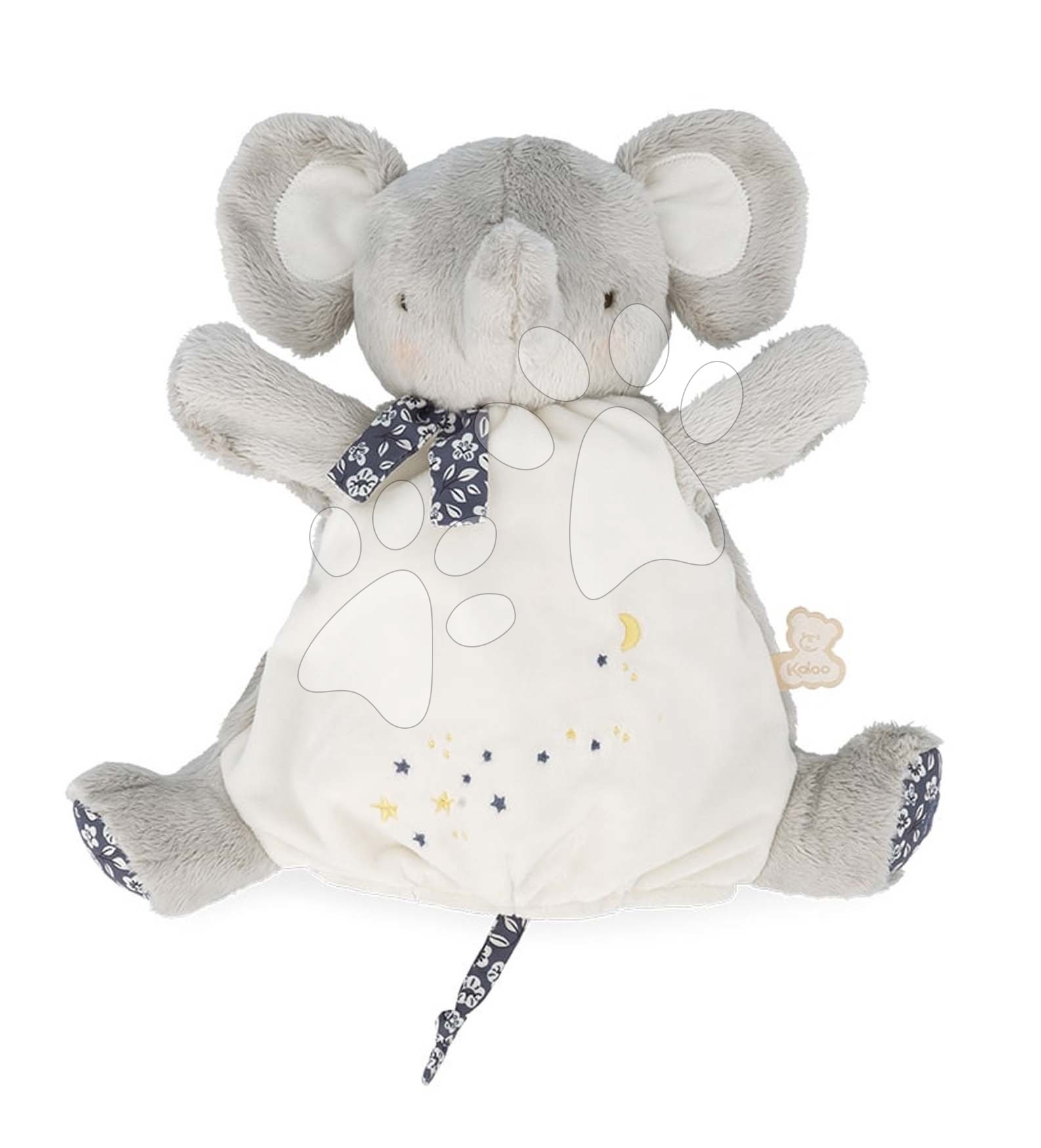 Plüss elefánt kesztyűbáb Elephant Doudou Puppet Petites Chansons Kaloo szürke 24 cm puha plüssből 0 hó-tól