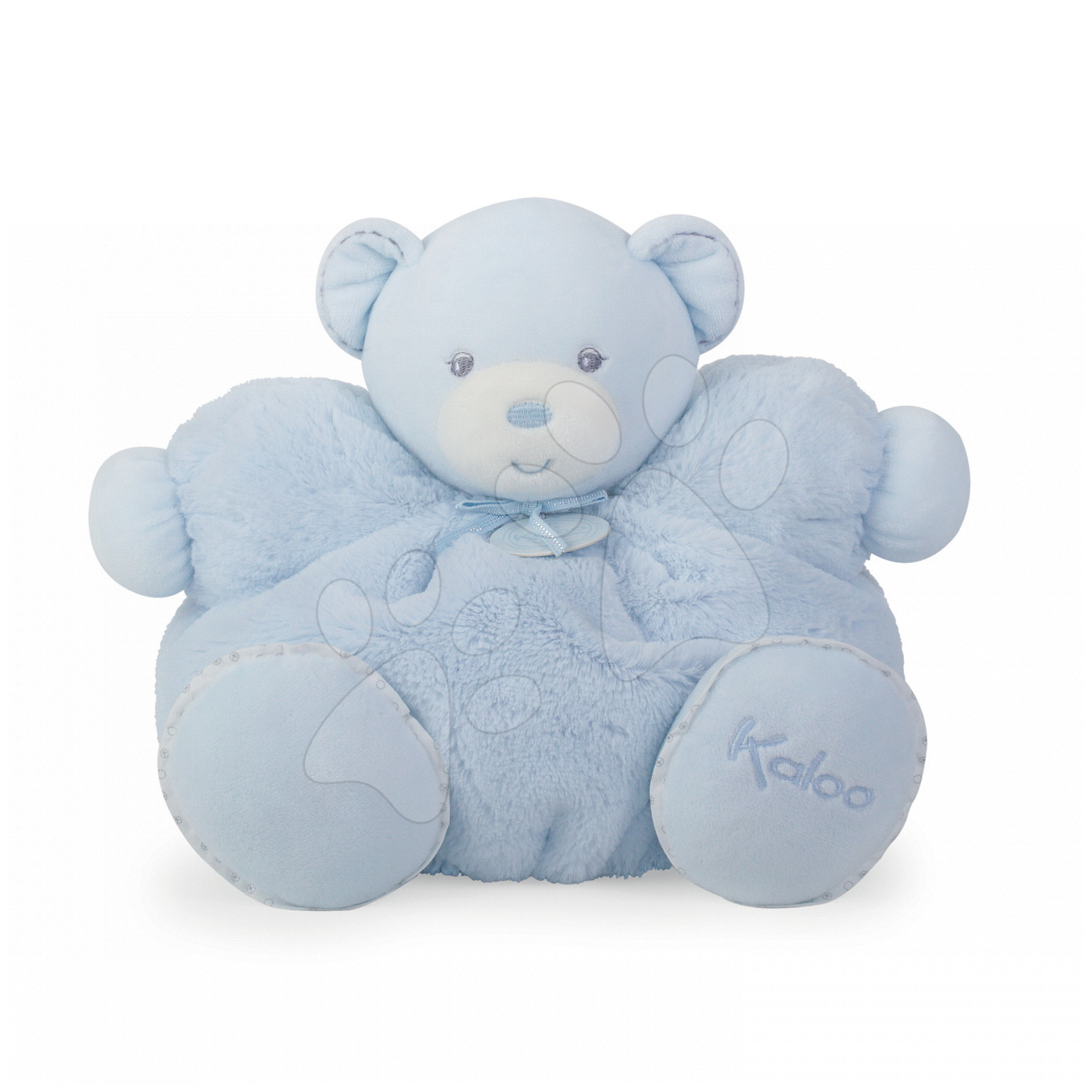 Hračky pre bábätká - Plyšový medvedík Perle-Chubby Bear Kaloo s hrkálkou 30 cm v darčekovom balení pre najmenších modrý