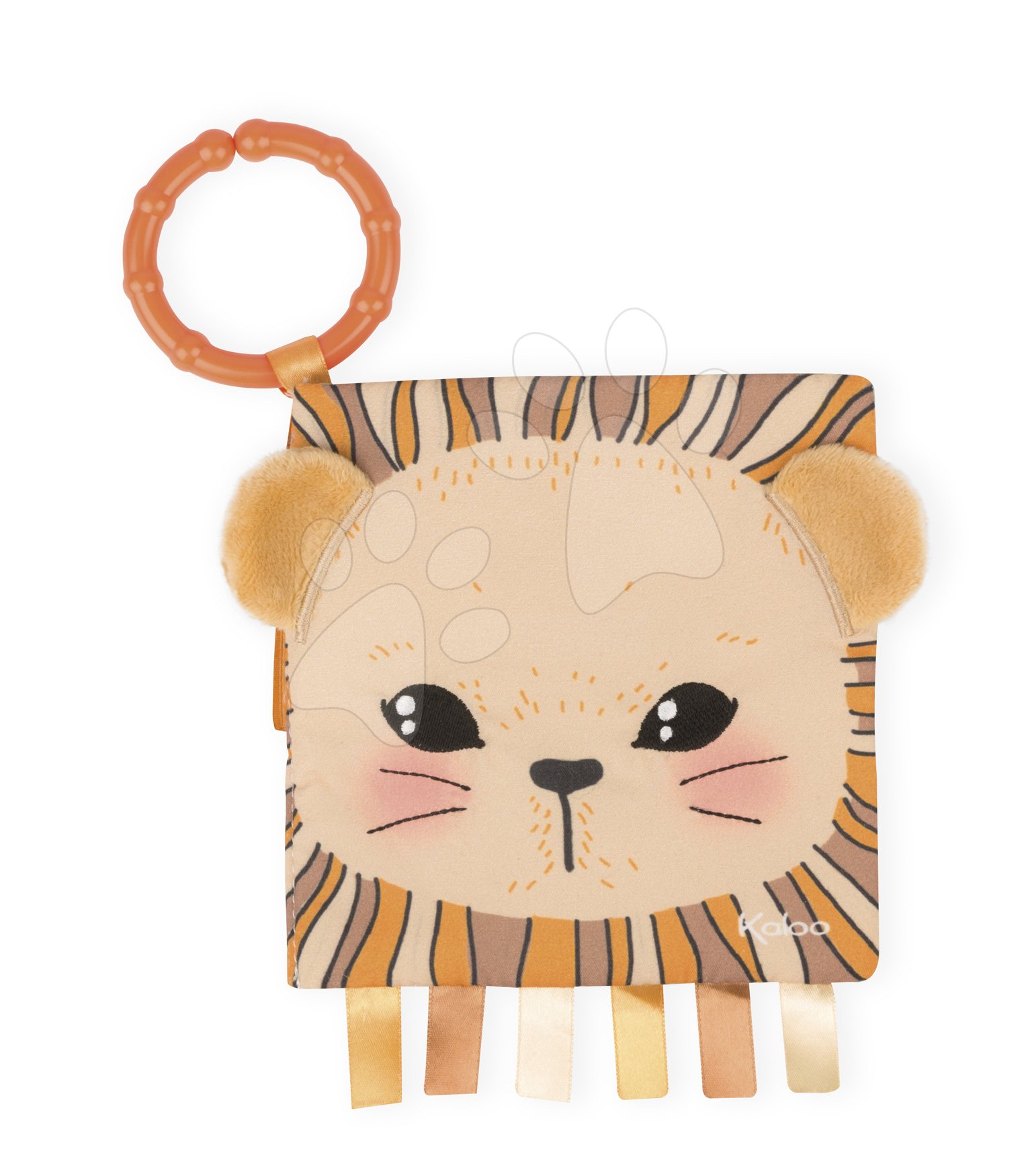 Textil könyv oroszlán The Curious Lion Activity Book Kaloo karikával legkisebbeknek 0 hó-tól