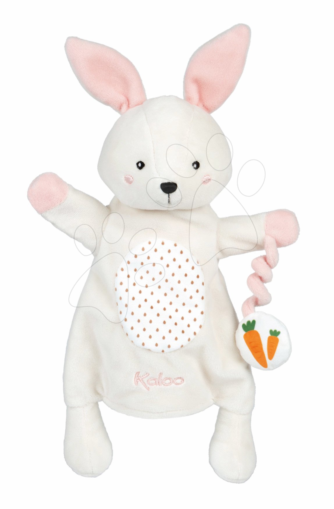 Plüss nyuszi kesztyűbáb Robin Rabbit Kachoo Kaloo répa függődísszel 30 cm legkisebbeknek 0 hó-tól