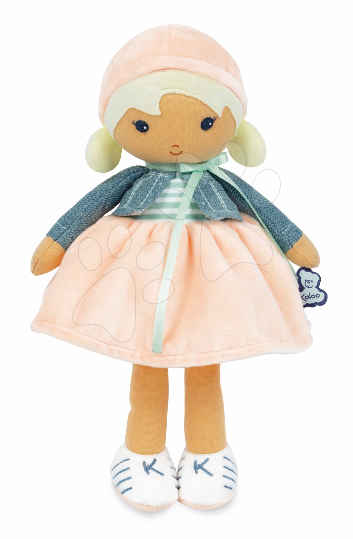 Rongybaba legkisebbeknek Chloe K Doll Tendresse Kaloo 25 cm farmer kabátban puha textilből ajándékcsomagolásban 0 hó-tól