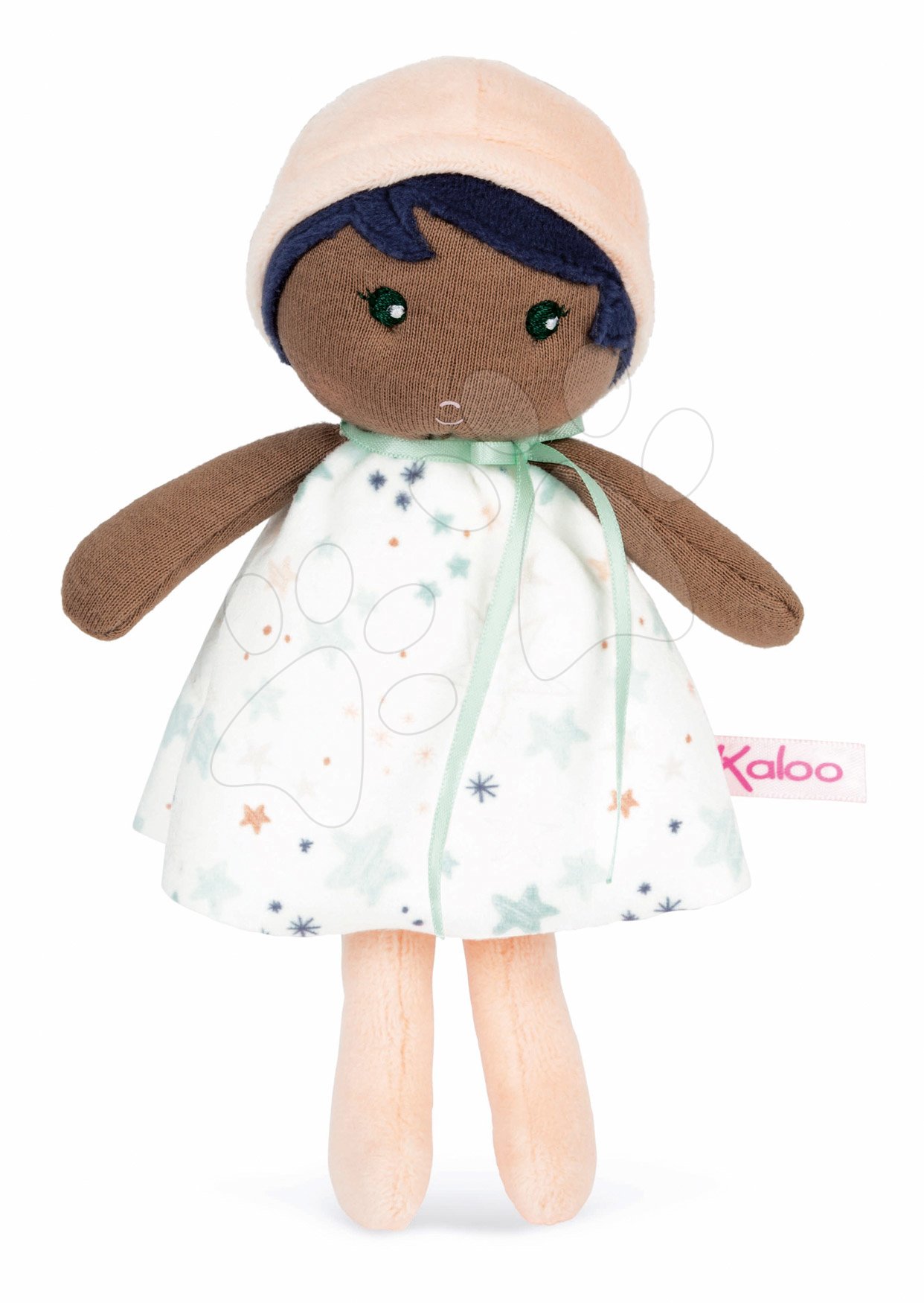 Rongybaba kisbabáknak Manon K Doll Tendresse Kaloo 18 cm csillagos ruhácskában puha textilből ajándékcsomagolásban 0 hó-tól