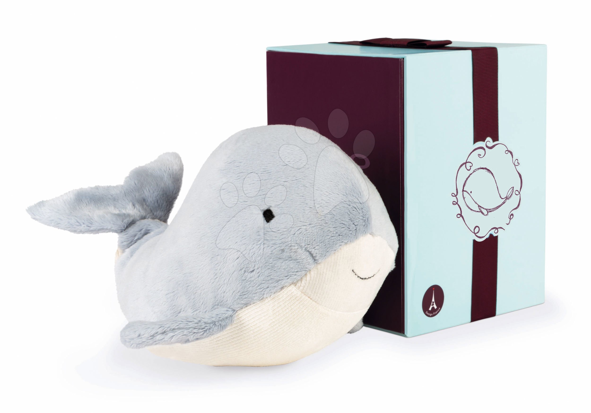 Plyšové a textilní hračky - Plyšová velryba Lollipop Whale Les Amis Kaloo šedá 25 cm z jemného plyše v dárkové krabičce od 0 měsíců