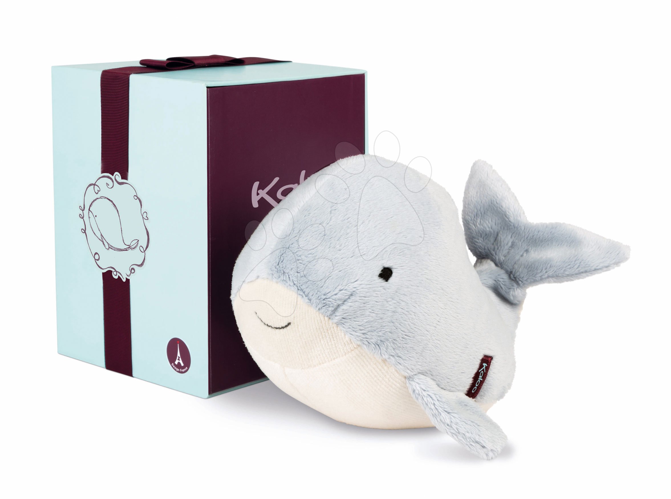 Plyšové a textilní hračky - Plyšová velryba Lollipop Whale Les Amis Kaloo šedá 19 cm z jemného plyše v dárkové krabičce od 0 měsíců