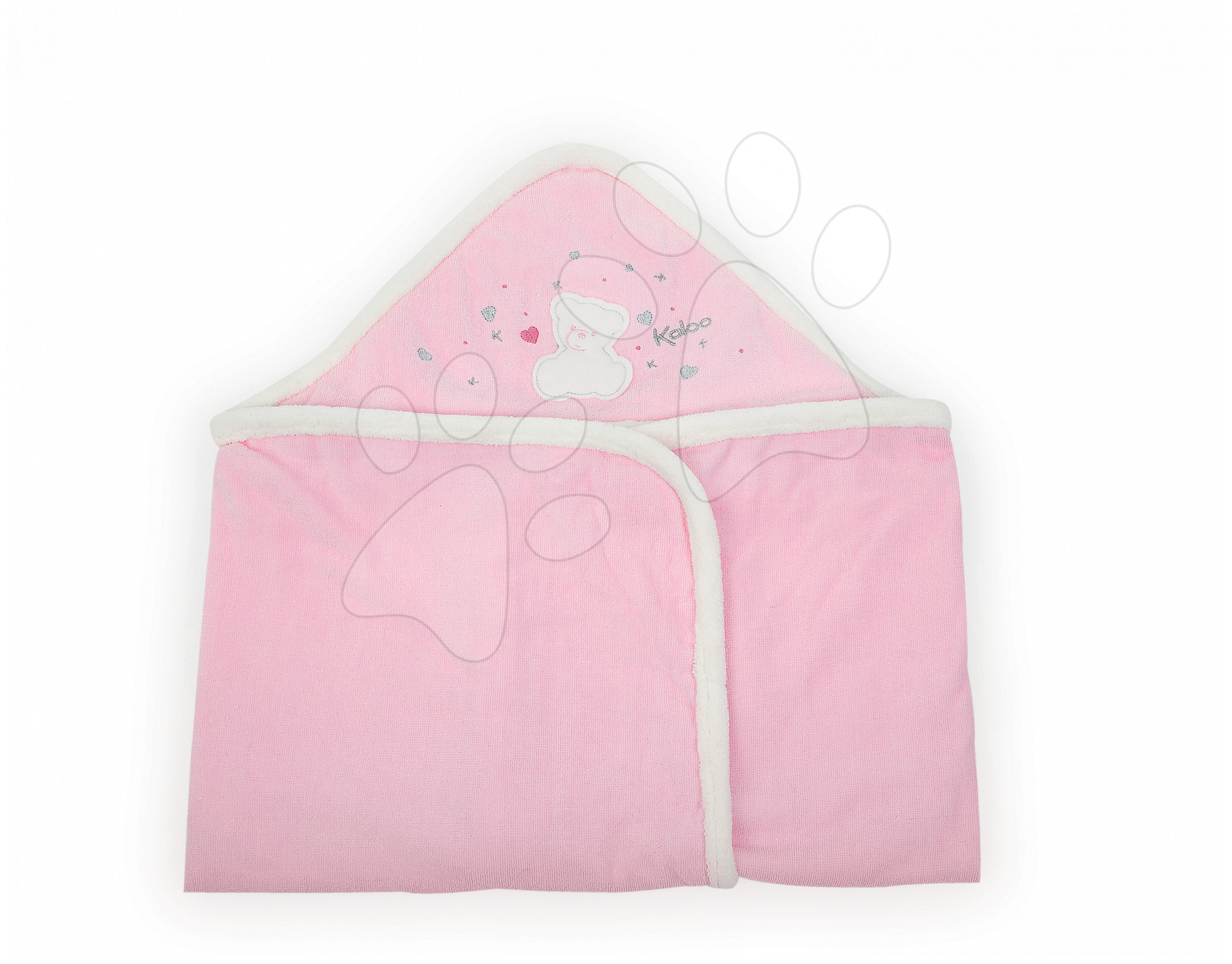 Fürdőlepedő csecsemőknek macival Plume Kaloo kapucnival rózsaszín