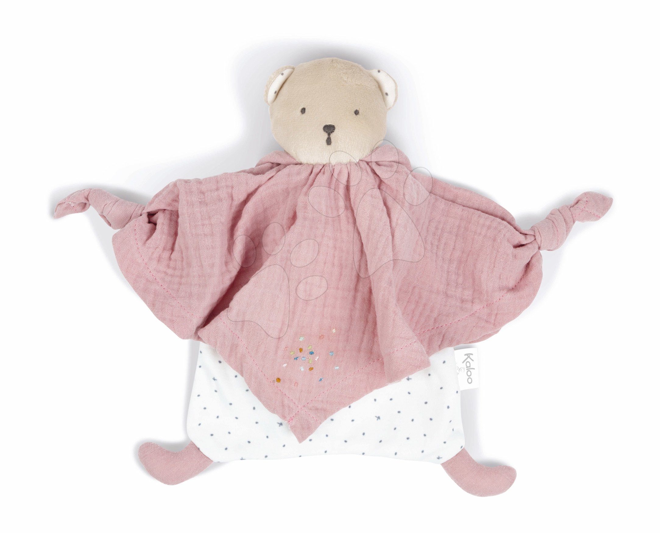 Hračky na maznanie a usínanie - Textilný medveď ružový Organic Cotton Doudou Bear Pink Kaloo na maznanie do postieľky 20 cm v darčekovom balení od 0 mes