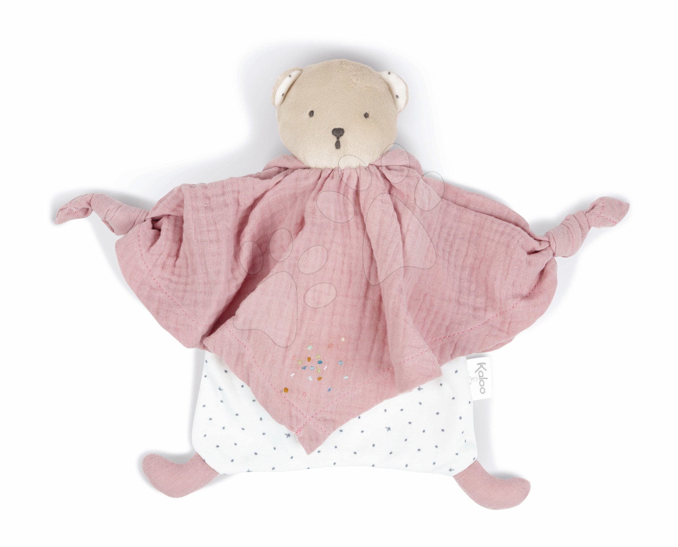 Textil mackó rózsaszín Organic Cotton Doudou Bear Pink Kaloo dédelgetéshez 20 cm ajándékcsomagolásban 0 hó-tól