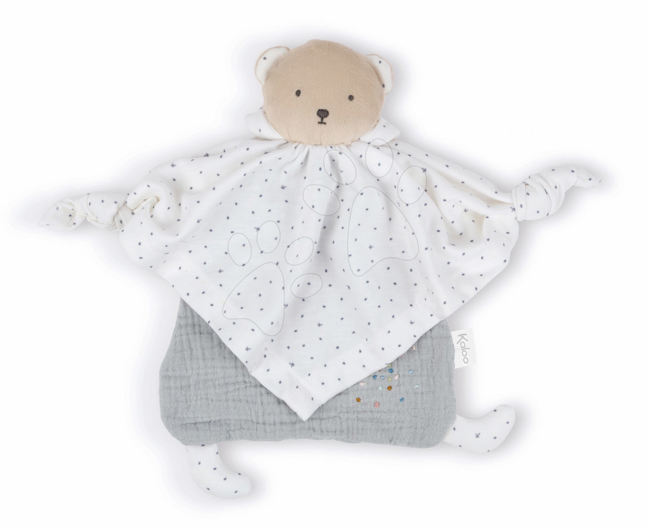 Hračky na maznanie a usínanie - Textilný medveď šedý Organic Cotton Doudou Bear Grey Kaloo na maznanie do postieľky 20 cm v darčekovom balení od 0 mes