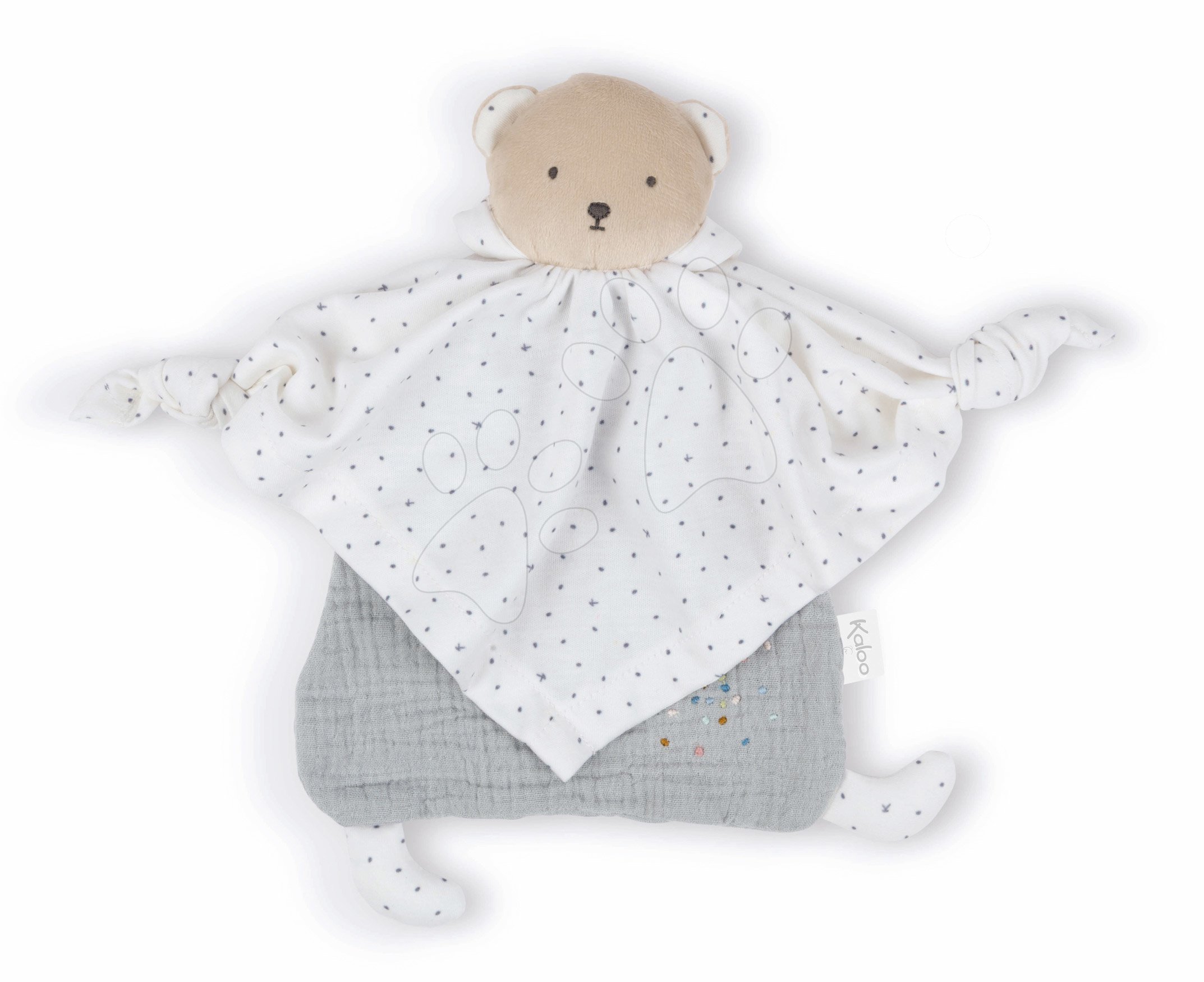 Textil mackó szürke Organic Cotton Doudou Bear Grey Kaloo dédelgetéshez 20 cm ajándékcsomagolásban 0 hó-tól