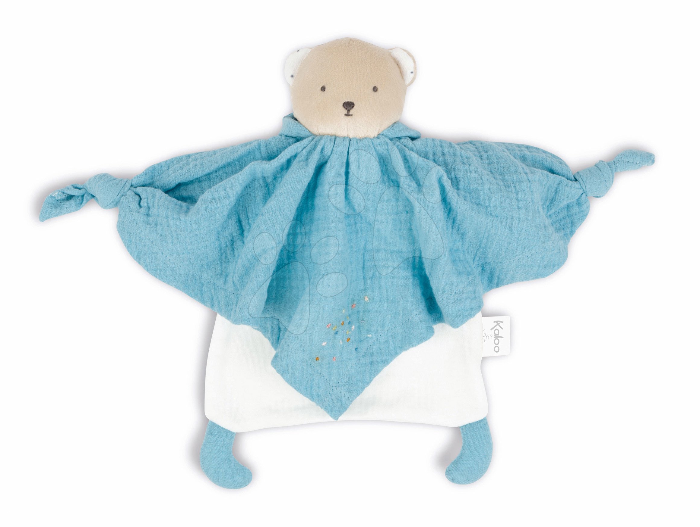 E-shop Textilný medveď modrý Organic Cotton Doudou Bear Blue Kaloo na maznanie do postieľky 20 cm v darčekovom balení od 0 mes