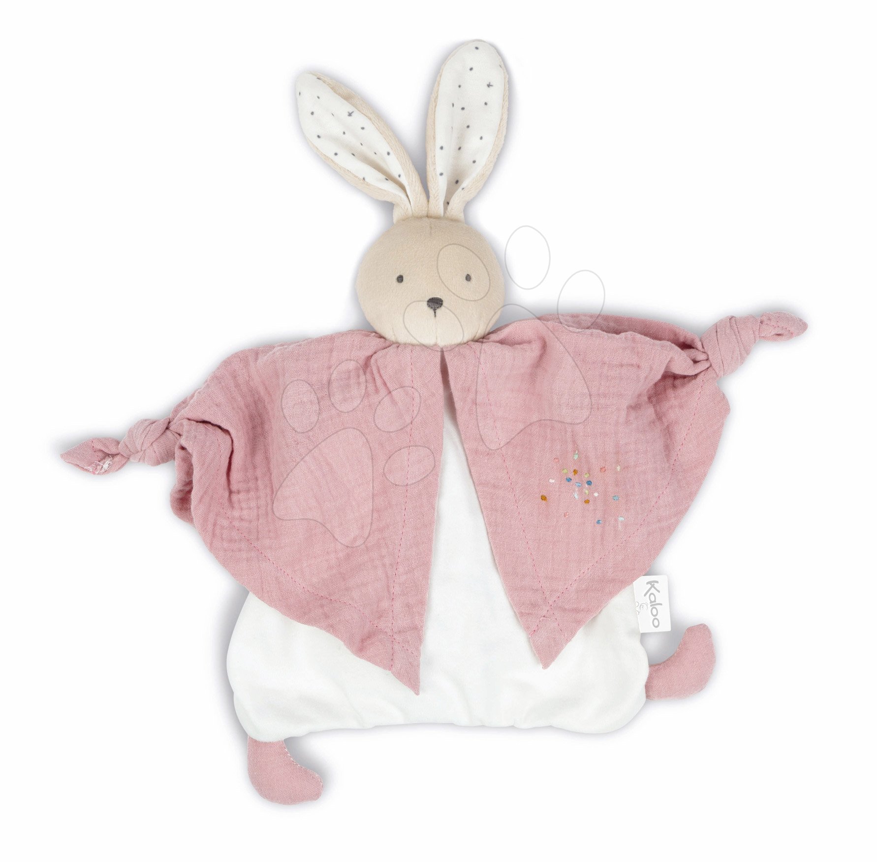 Textil nyuszi rózsaszín Organic Cotton Doudou Bear Pink Kaloo dédelgetéshez 20 cm ajándékcsomagolásban 0 hó-tól