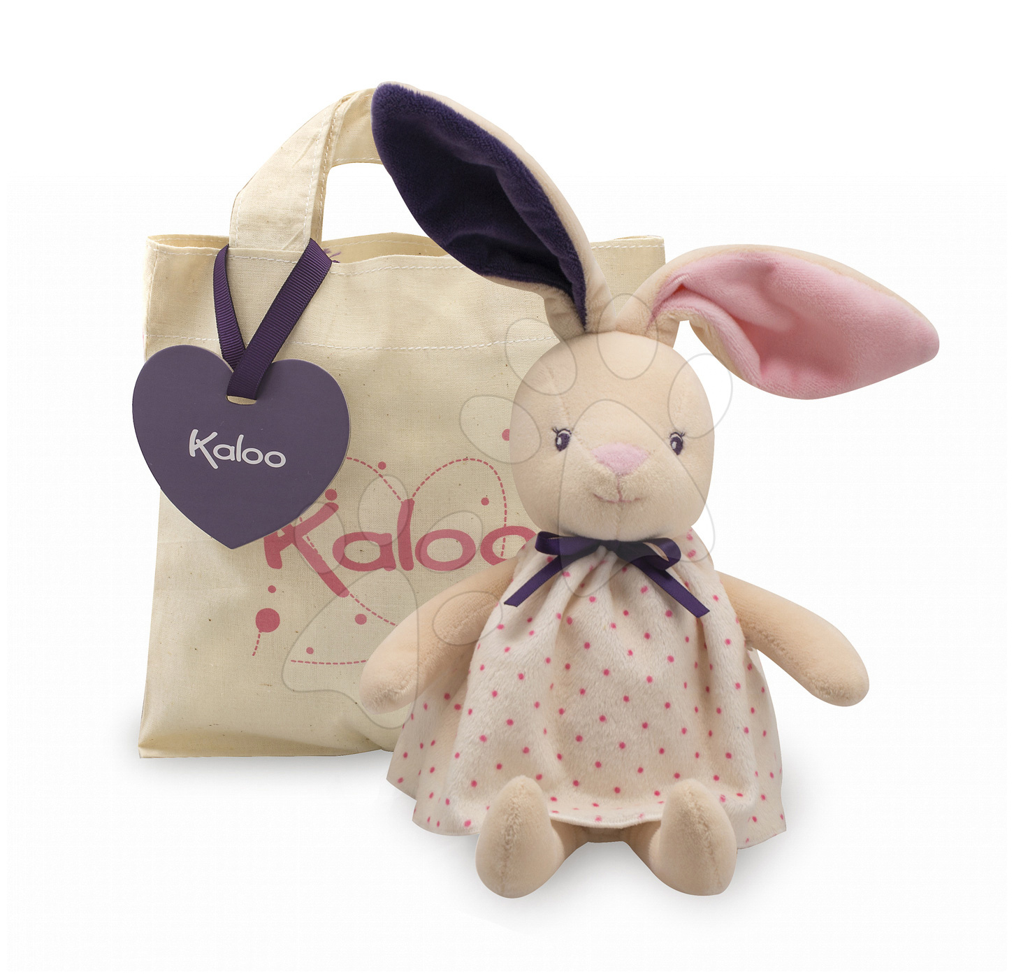 Handrové bábiky - Plyšový zajačik bábika Petite Rose-Rabbit Doll Kaloo 28 cm v darčekovom balení pre najmenších