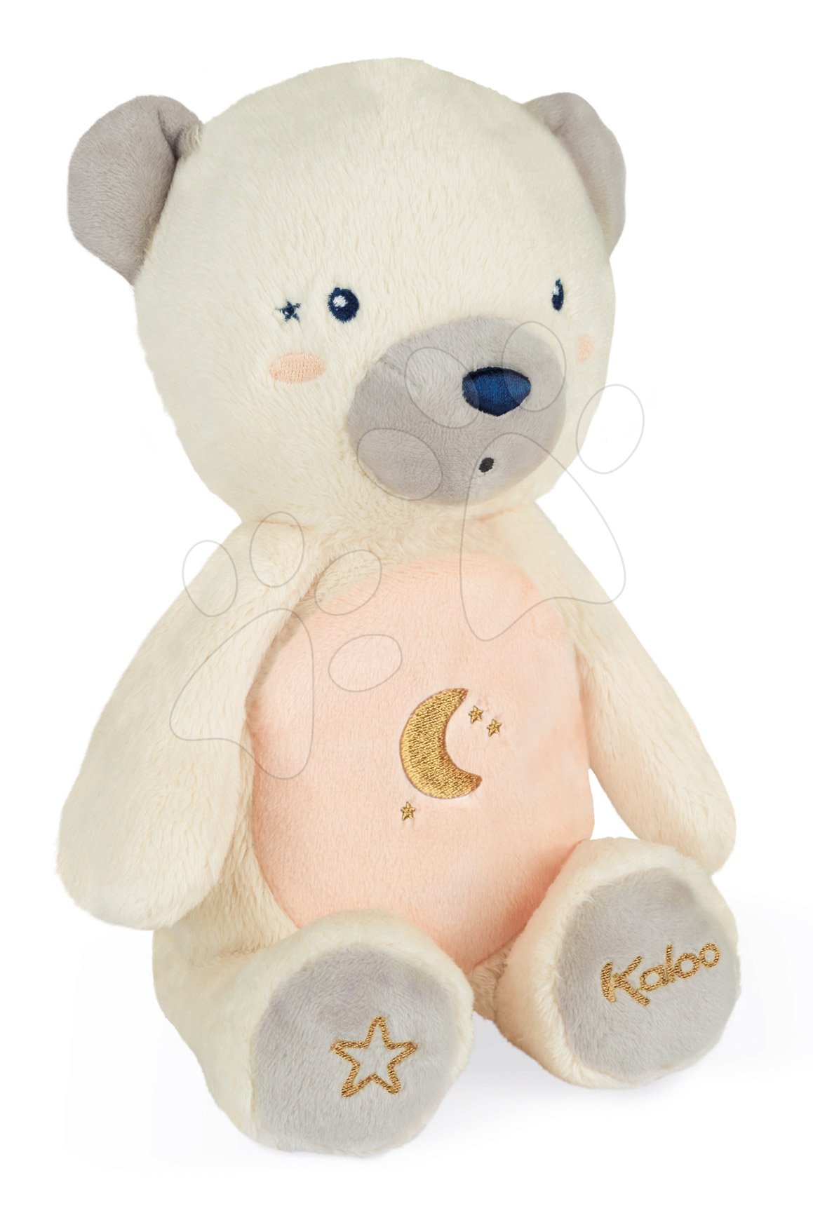 E-shop Plyšový medveď nočné svetlo My Bear Nightlight Home Kaloo šedo-krémový 22 cm so svetlom z jemnej plyše od 3 mes