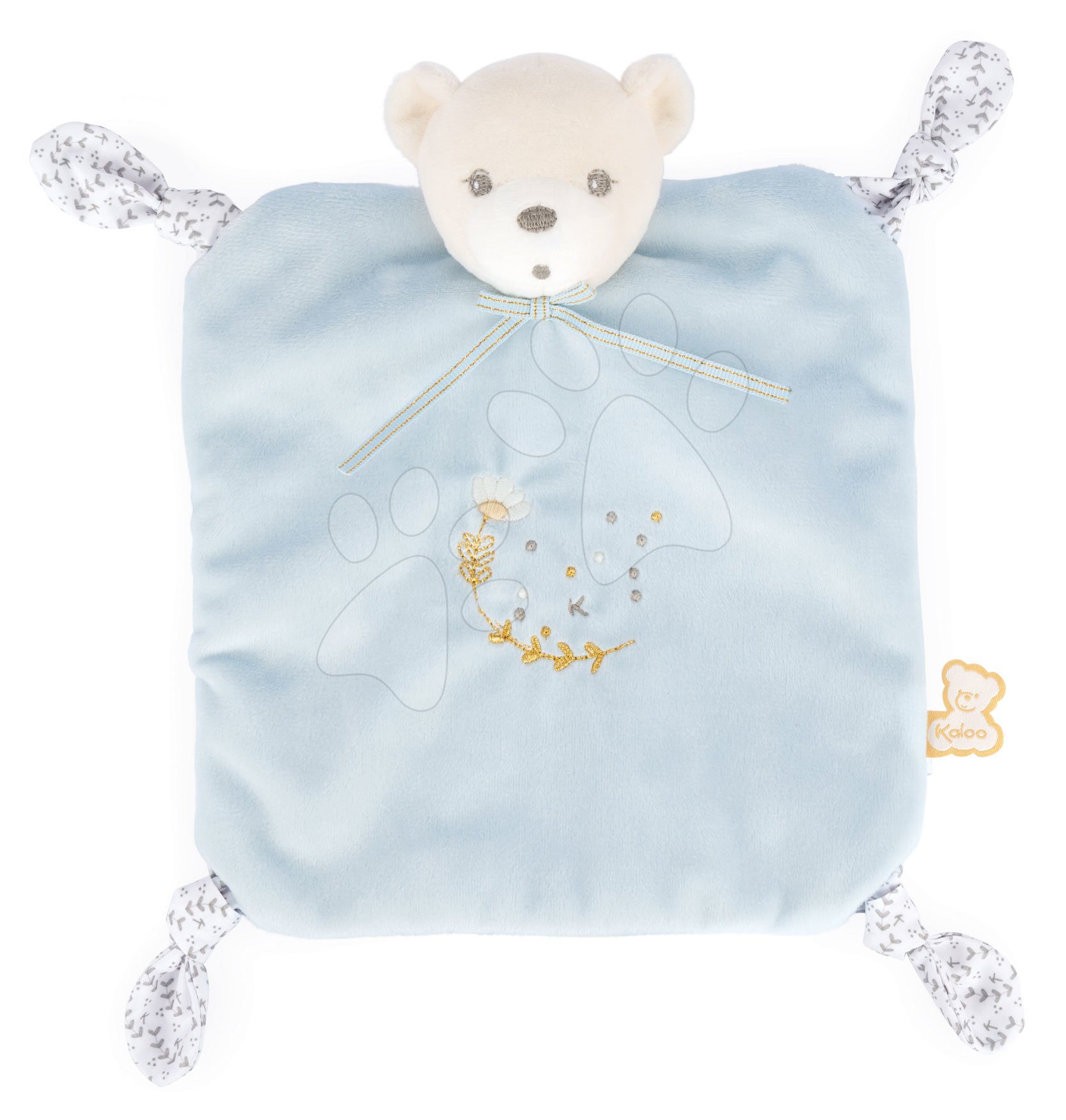 Plyšový medvěd na mazlení Round Doudou Bear Blue Perle Kaloo modrý 20 cm z jemného měkkého materiálu od 0 měsíců