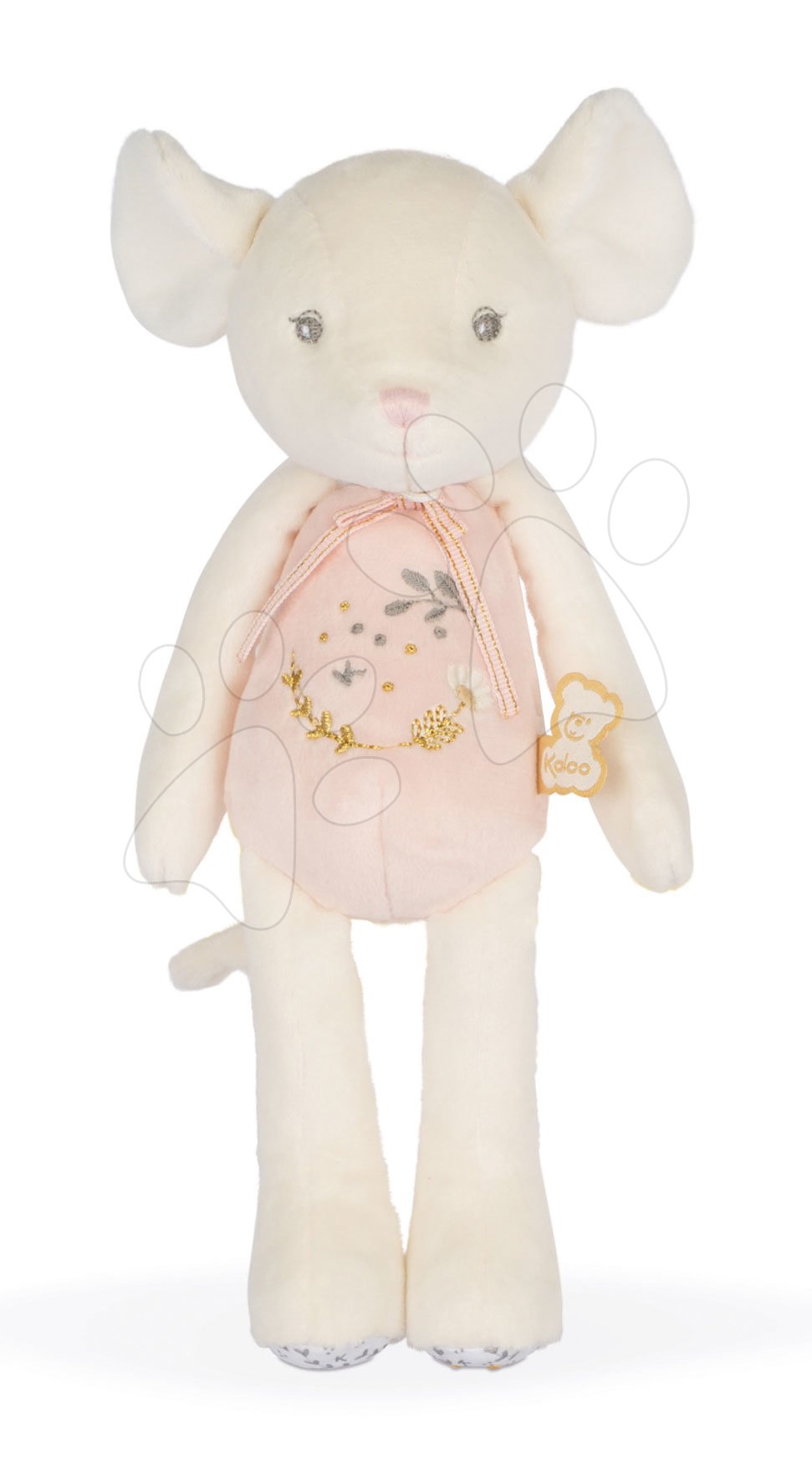 Plyšová bábika myška Doll Mouse Mini Perle Kaloo ružový 25 cm s výšivkou z jemného mäkkého materiálu od 0 mes