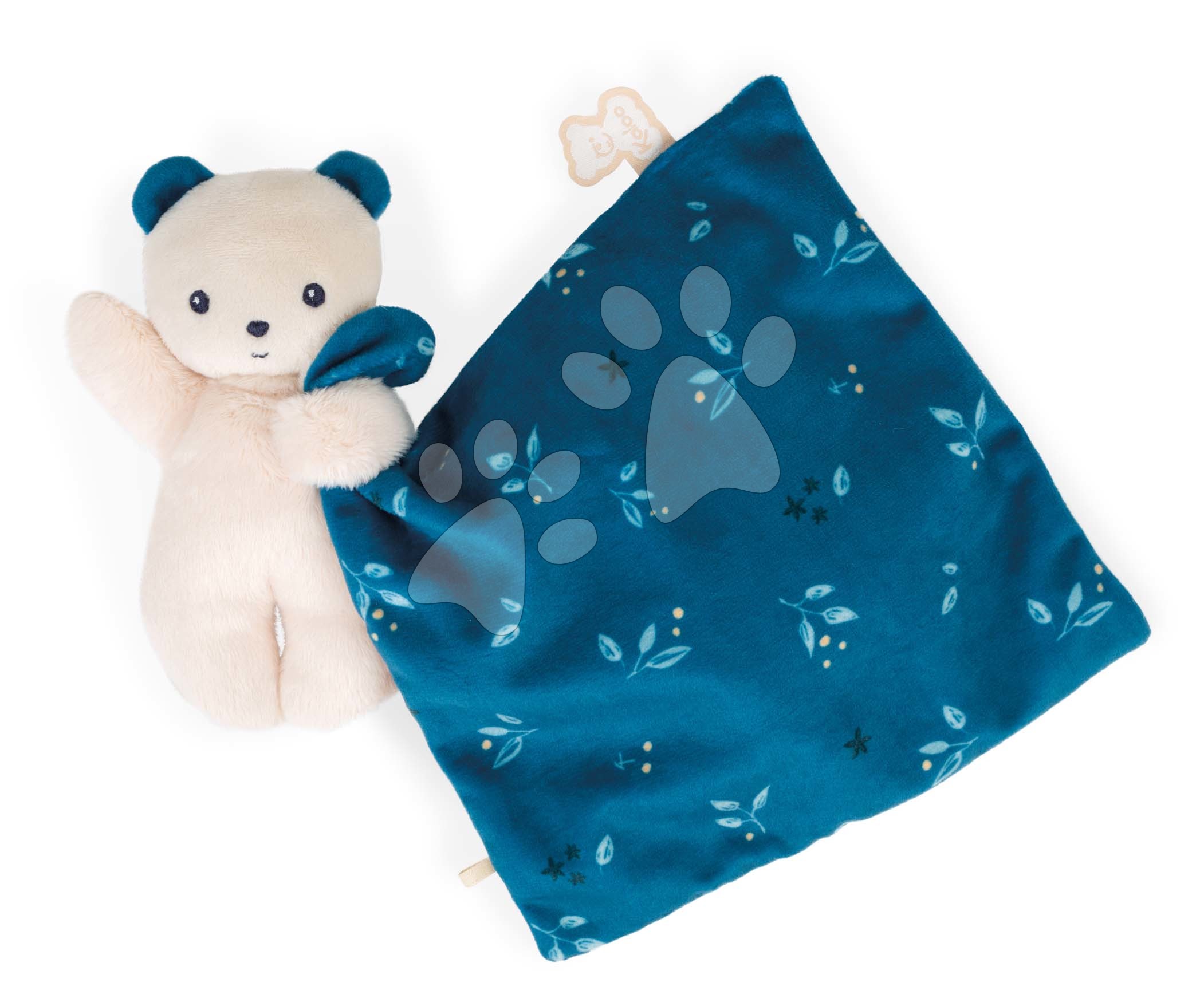 Jucării de alint și de adormit - Ursuleț de pluș de îmbrățișat Bear Carré Doudou Kaloo albastru 14 cm din material moale în ambalaj cadou de la 0 luni