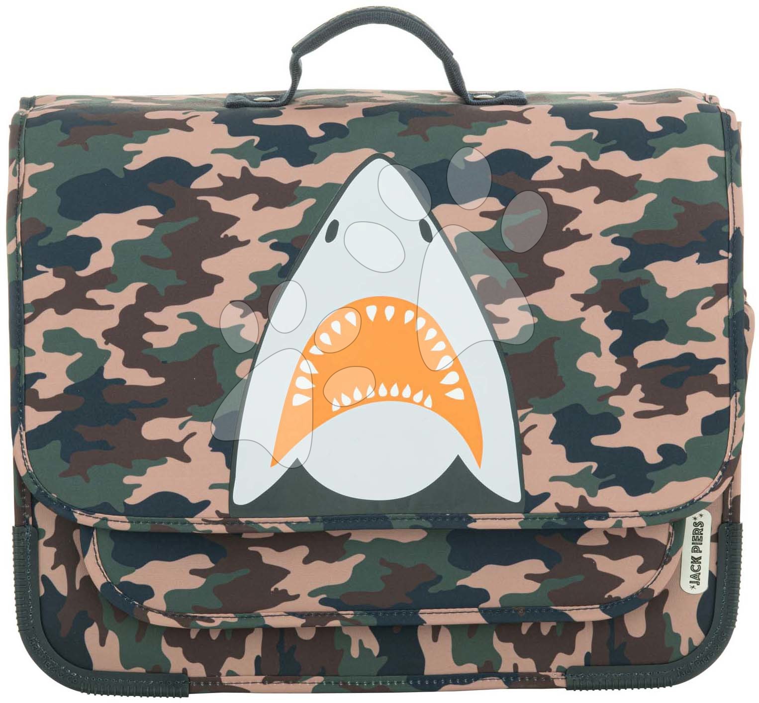 Školská aktovka Schoolbag Paris Large Camo Shark Jack Piers ergonomická luxusné prevedenie od 6 rokov 38*32*15 cm