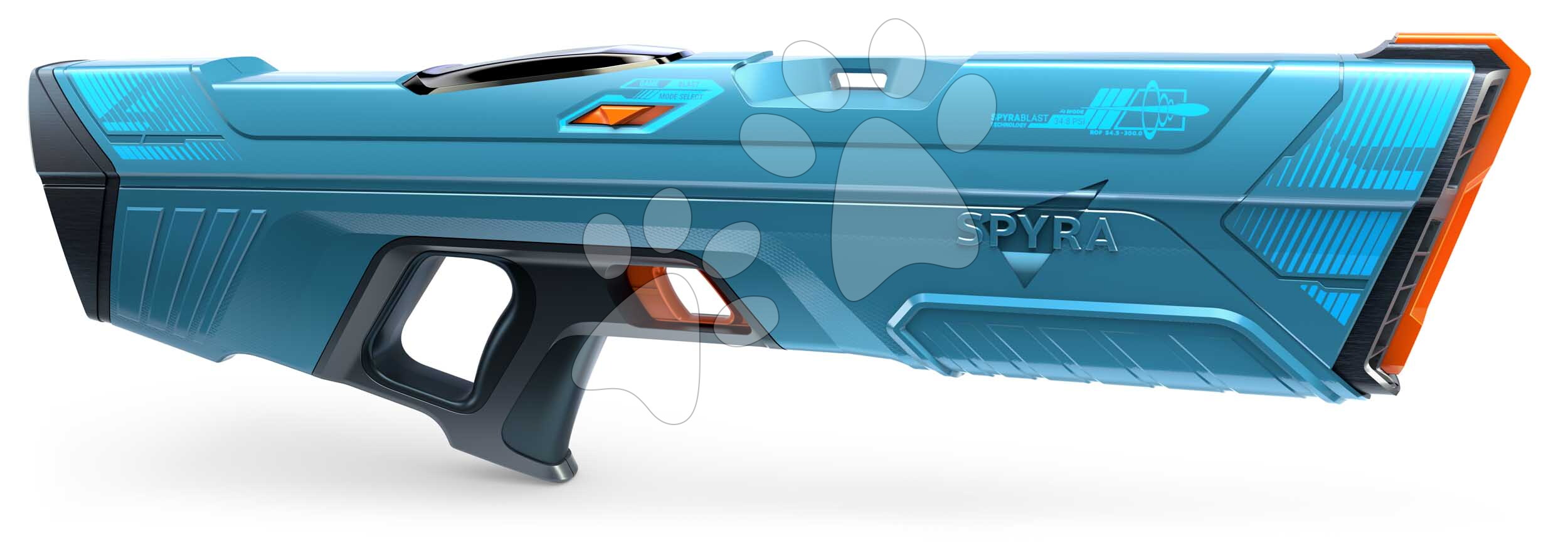 E-shop Vodná pištoľ plne elektronická s automatickým nabíjaním SpyraFour Blue Spyra s farebným TFT displejom a dostrelom 15 metrov od 14 rokov