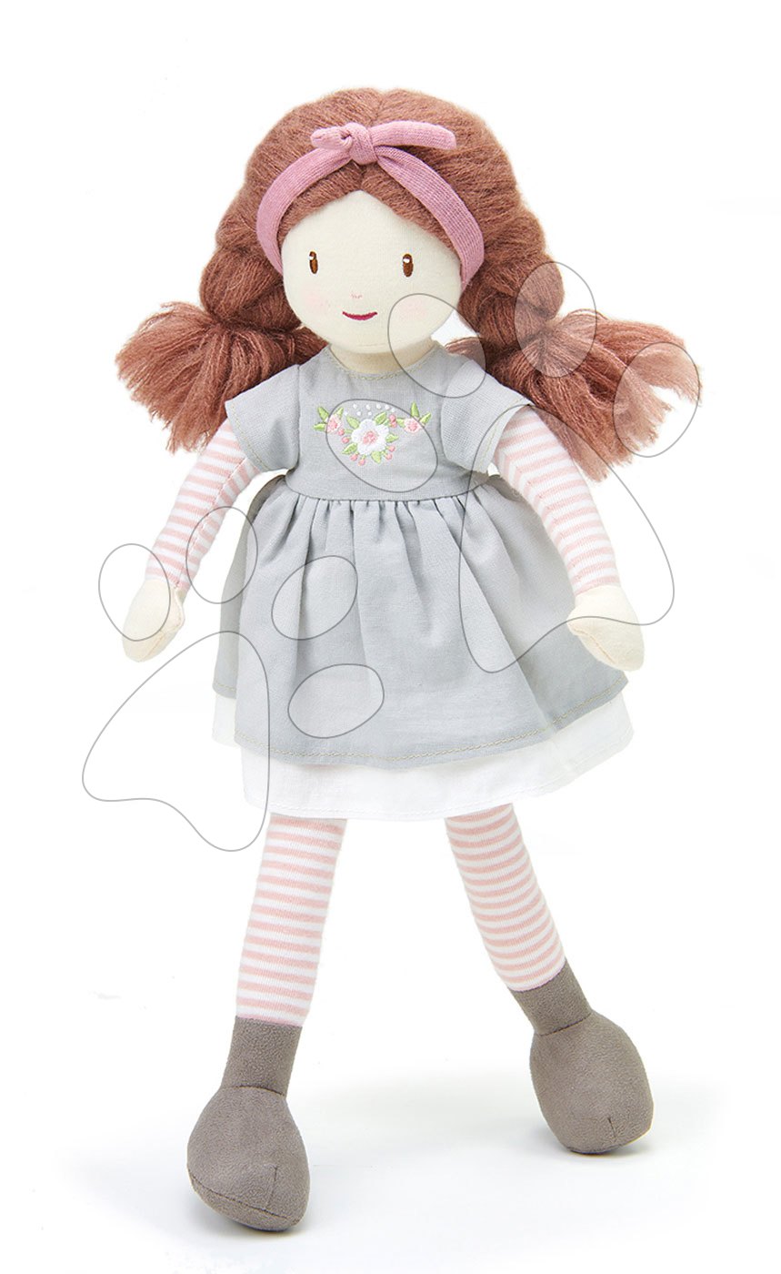 Krpene lutke - Krpena lutka Alma Rag Doll ThreadBear 35 cm od nježnog pamuka ispletene smeđe kose