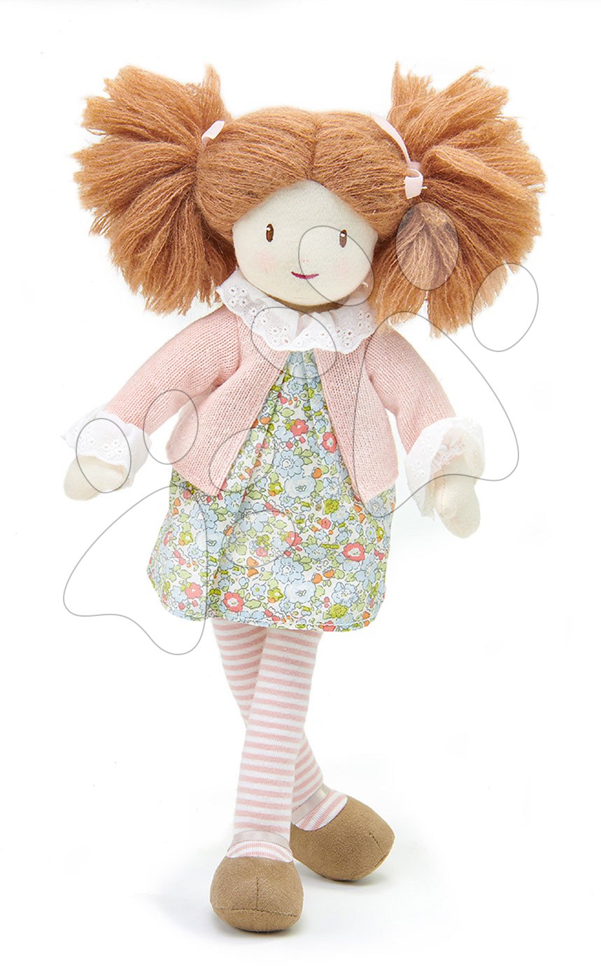 Rongybaba Marty Rag Doll ThreadBear 35 cm pihe-puha pamutból barna copfokkal