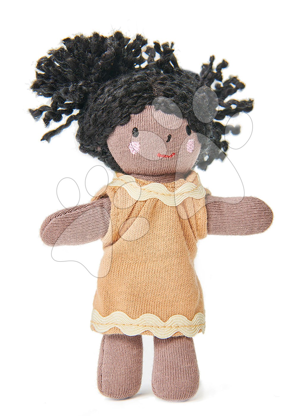 E-shop Bábika handrová Mini Gigi Doll ThreadBear 12 cm z mäkkého úpletu z bavlny s čiernymi vláskami